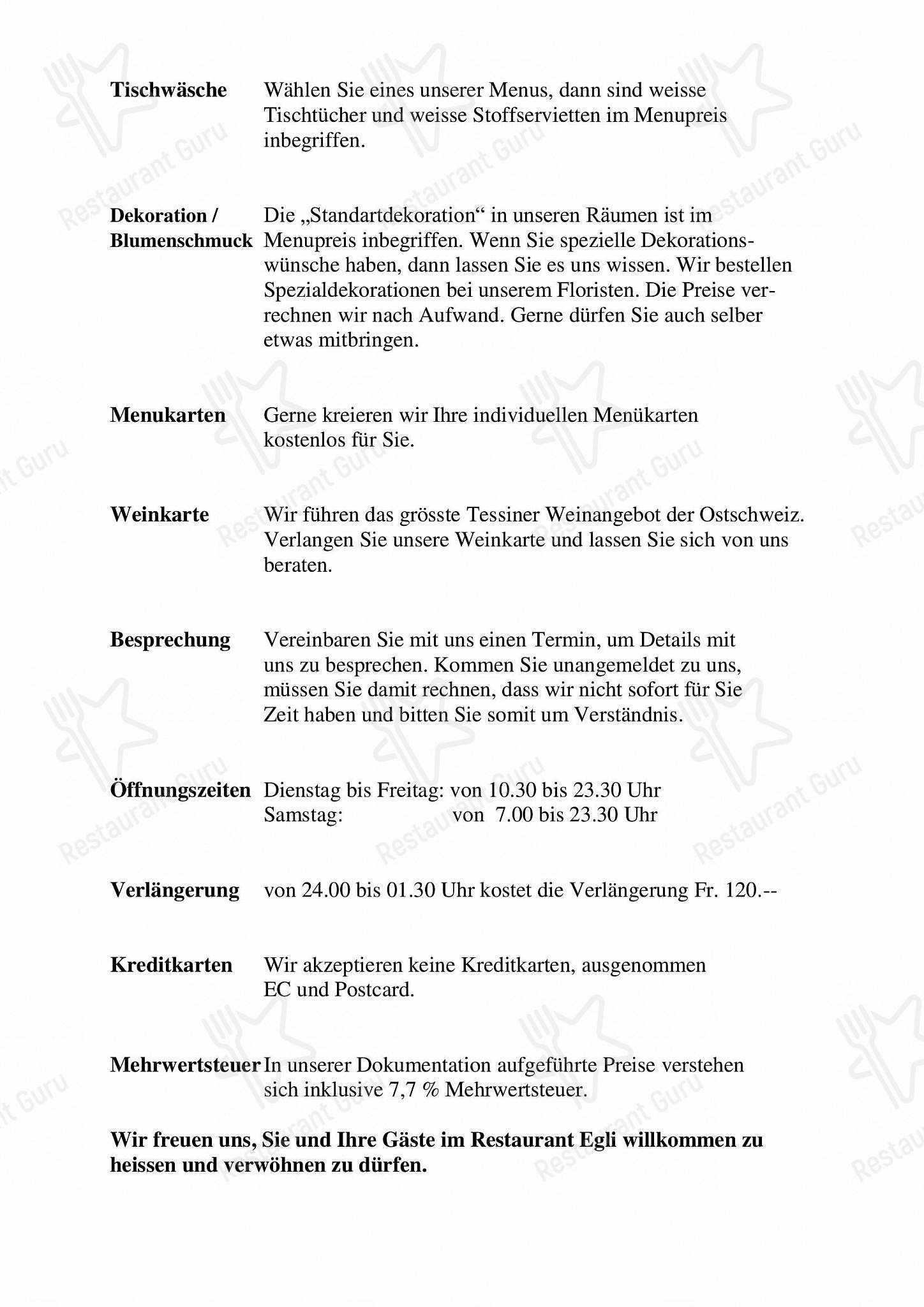 Restaurant Egli in Gossau - Boronia Catering Menu Pack