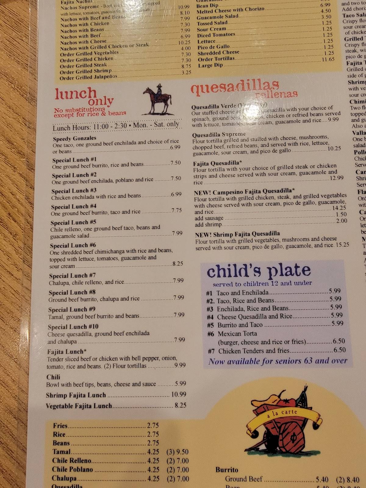 Menu At El Campesino Restaurant Wooster 177 W Milltown Rd C