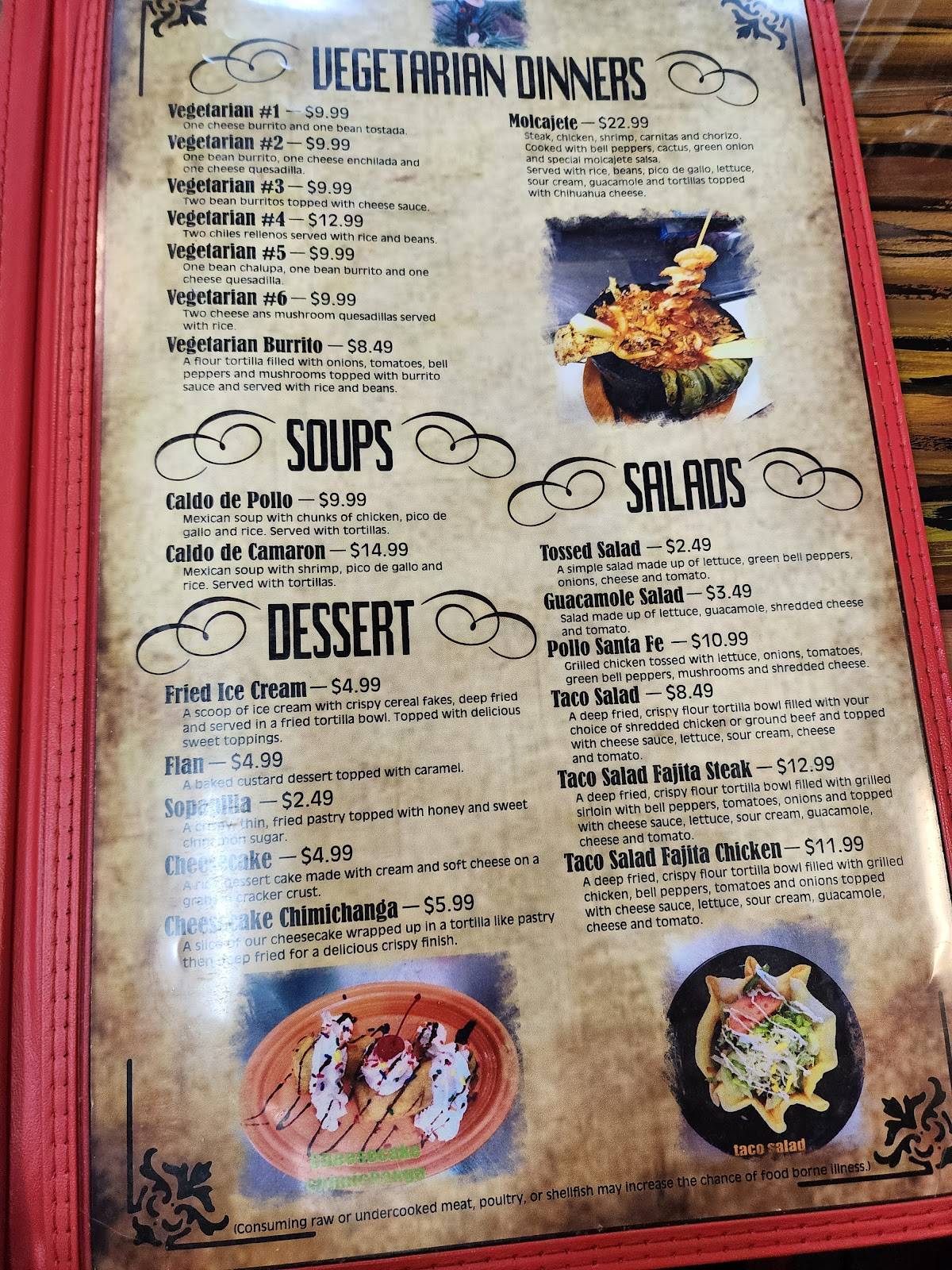 Menu at El Tequila restaurant, Antigo