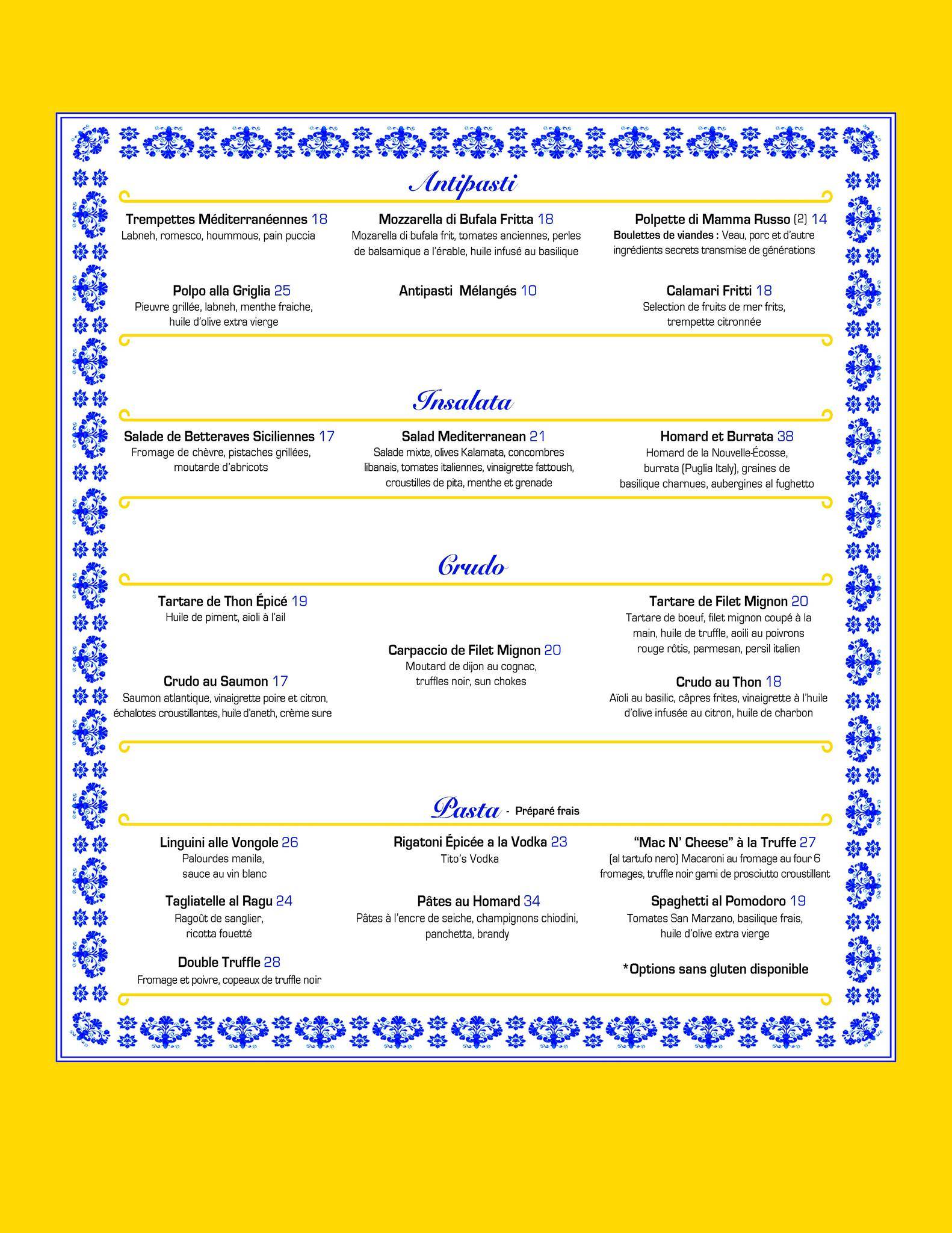 Menu de Elefanté