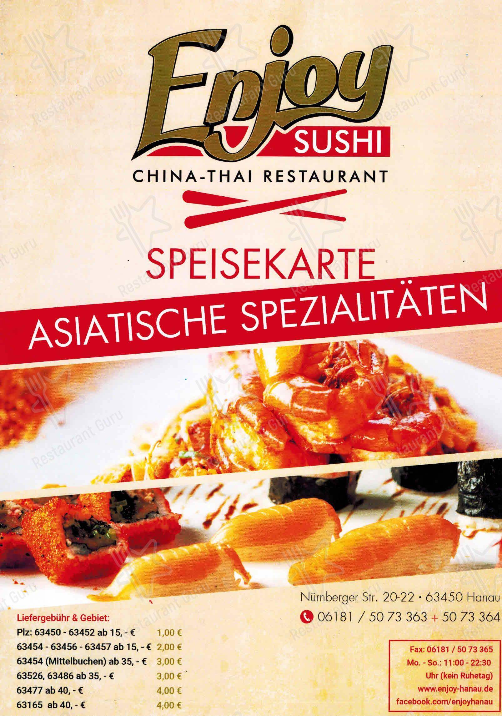Menu pour Enjoy Sushi China-Thai Restaurant - Menu