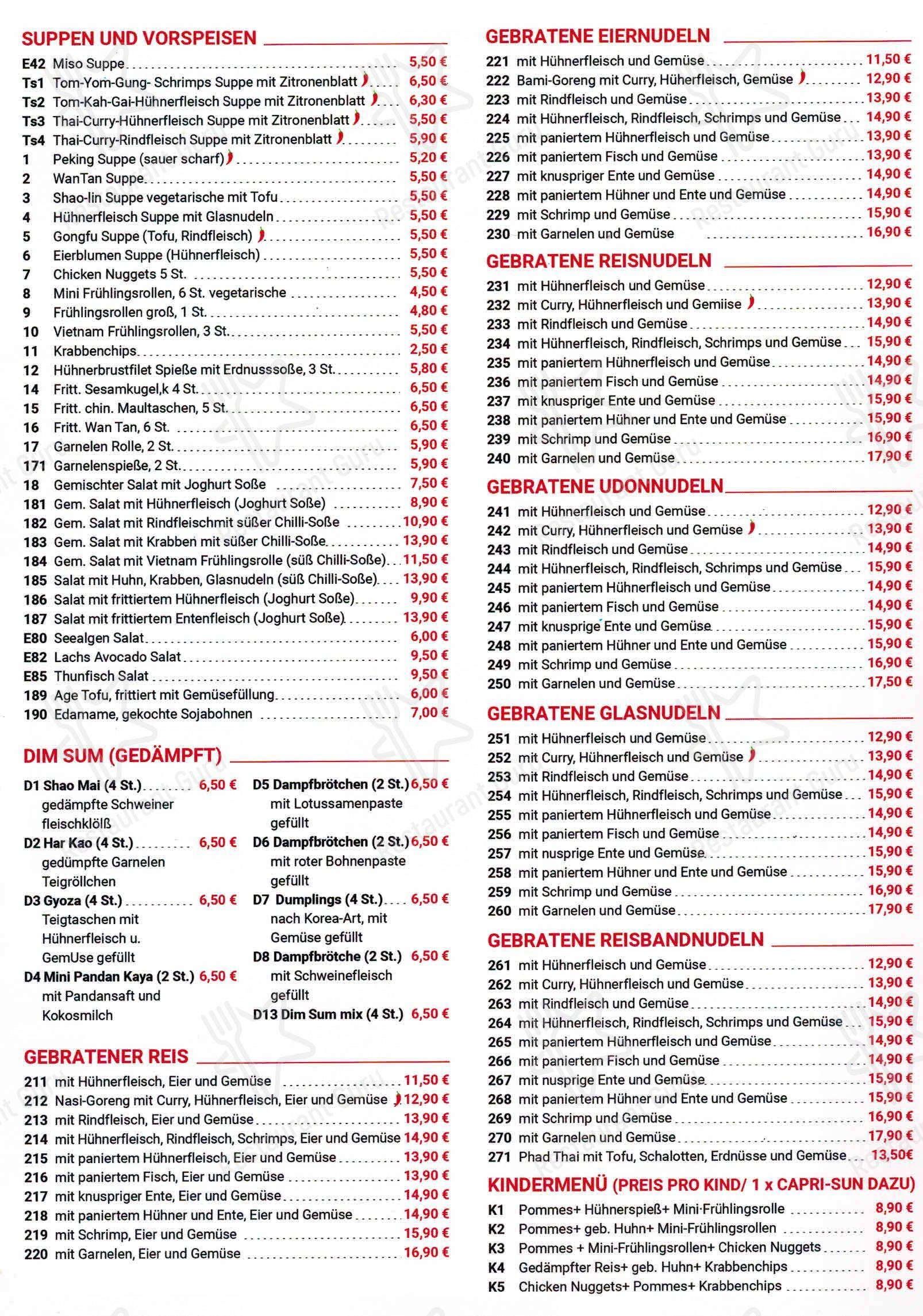 Menu pour Enjoy Sushi China-Thai Restaurant - Menu