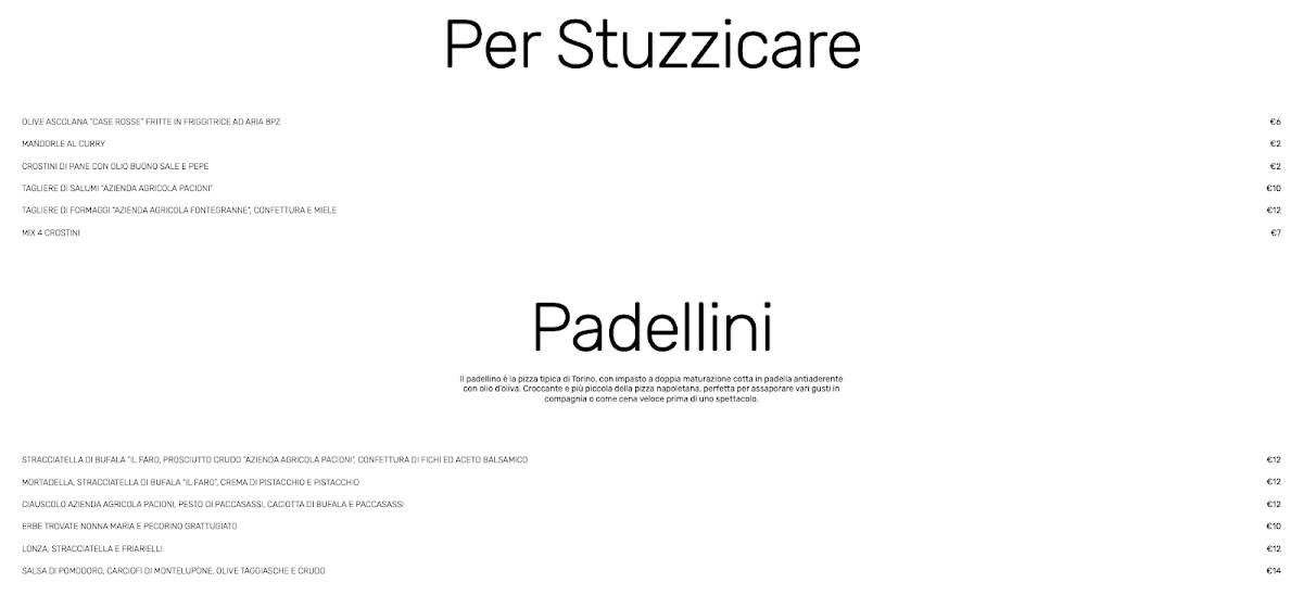 Menu de Enoteca 019 - Zerodiciannove