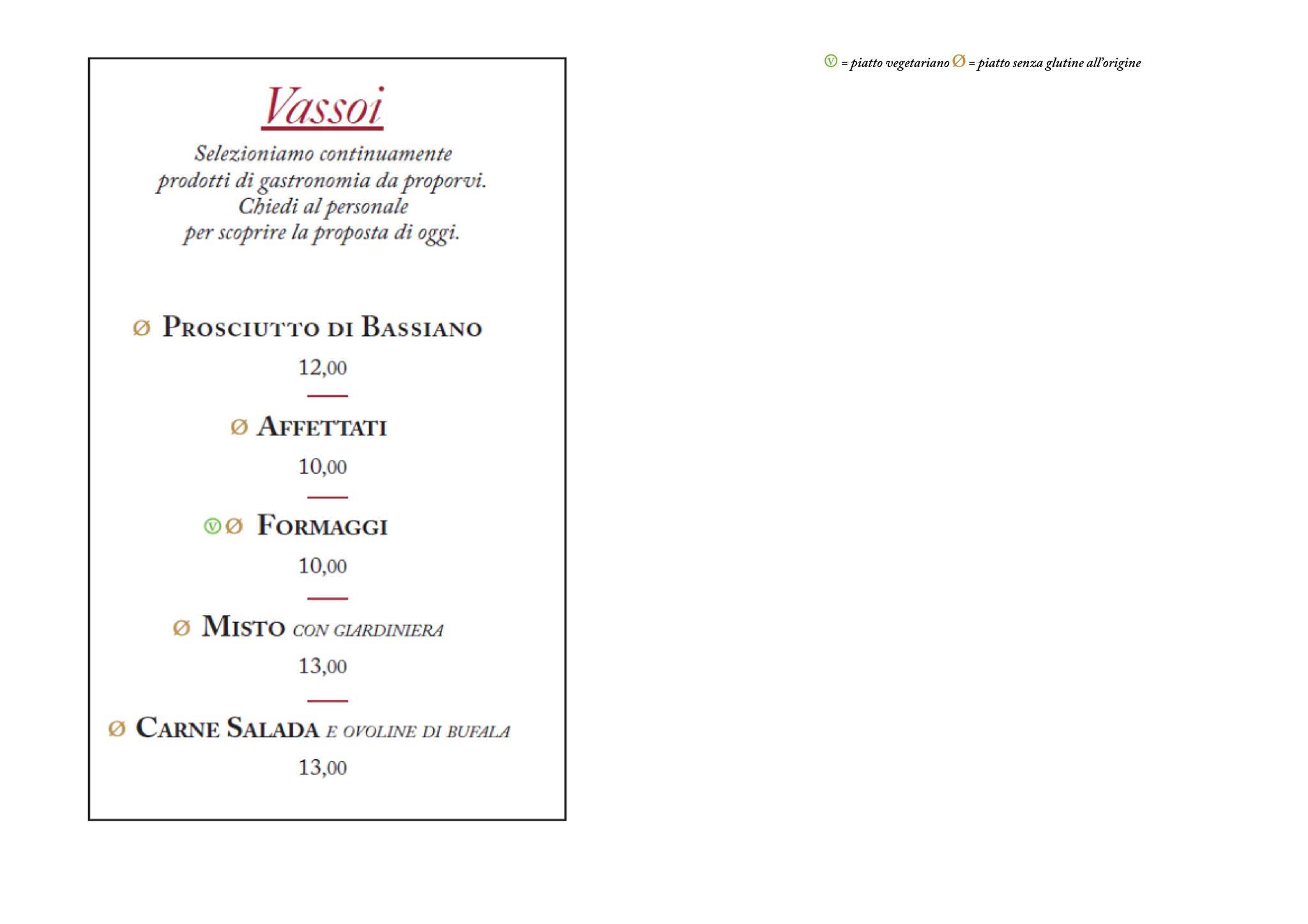 Menu di Enoteca Bulzoni 