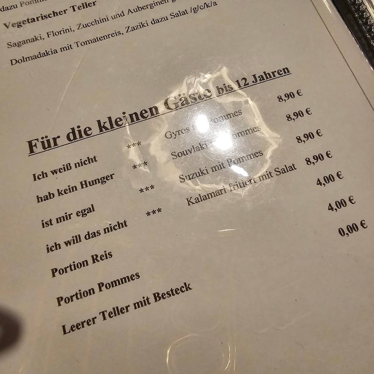 Menu de Restaurant Ilios
