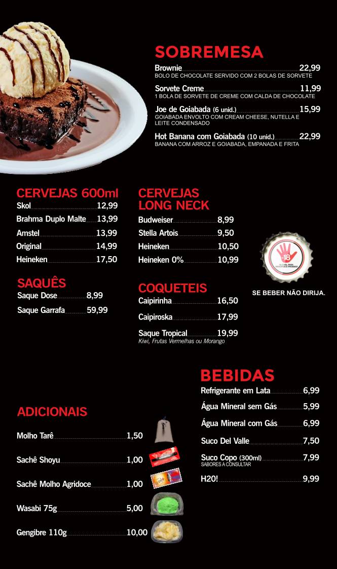 Escarpas Sushi Bar l Rodízio de Comida Japonesa e Restaurante Japonês em Ribeirão Preto cardápio