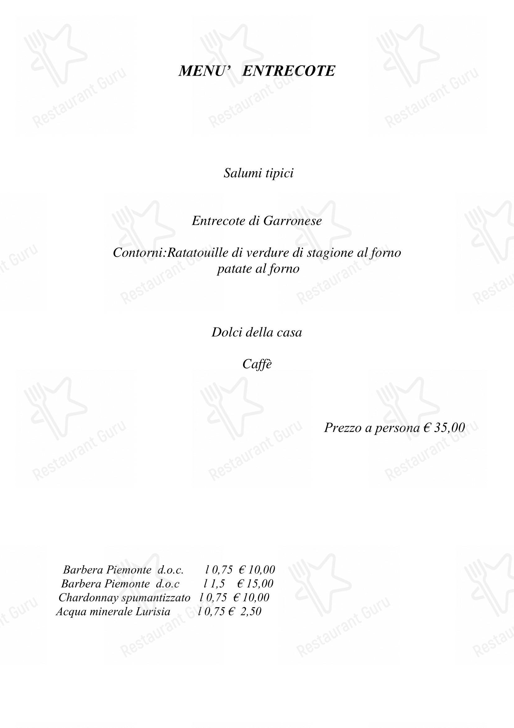 Основное меню per Establo ristorante