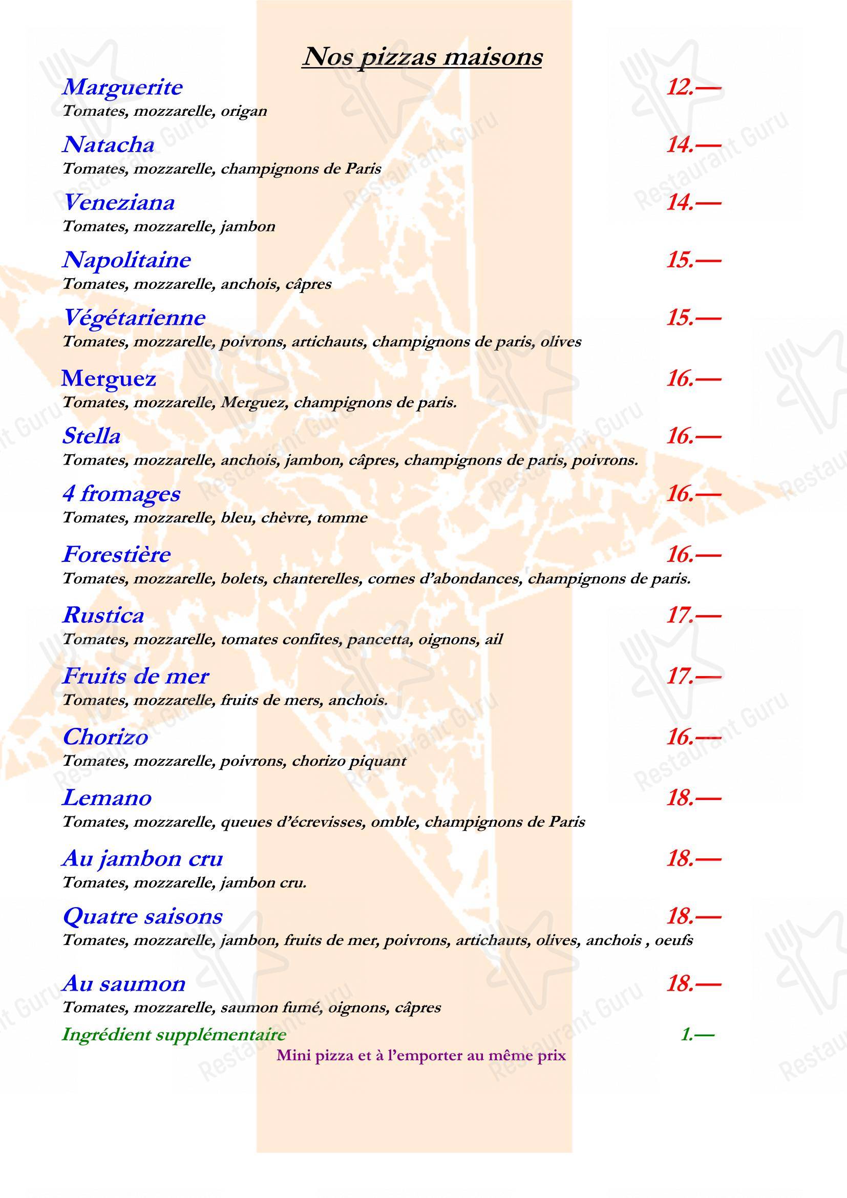 Menu bar per Étoile in Villeneuve