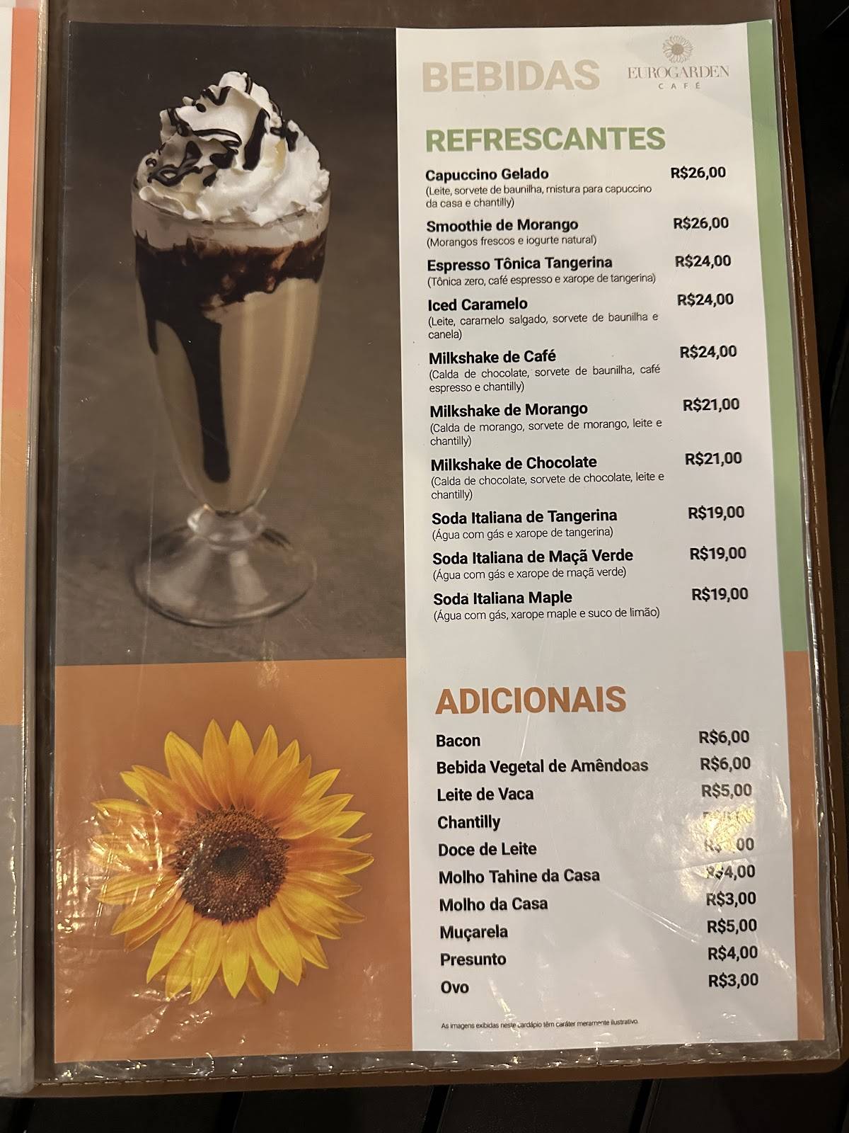 Eurogarden Café cardápio