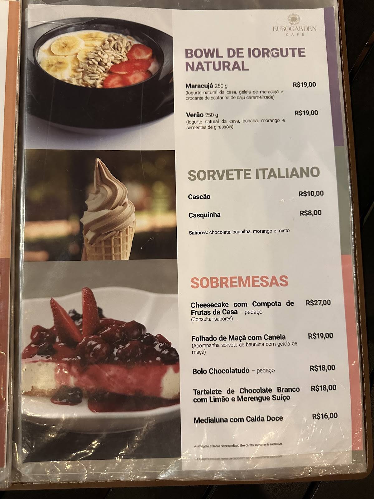 Eurogarden Café cardápio
