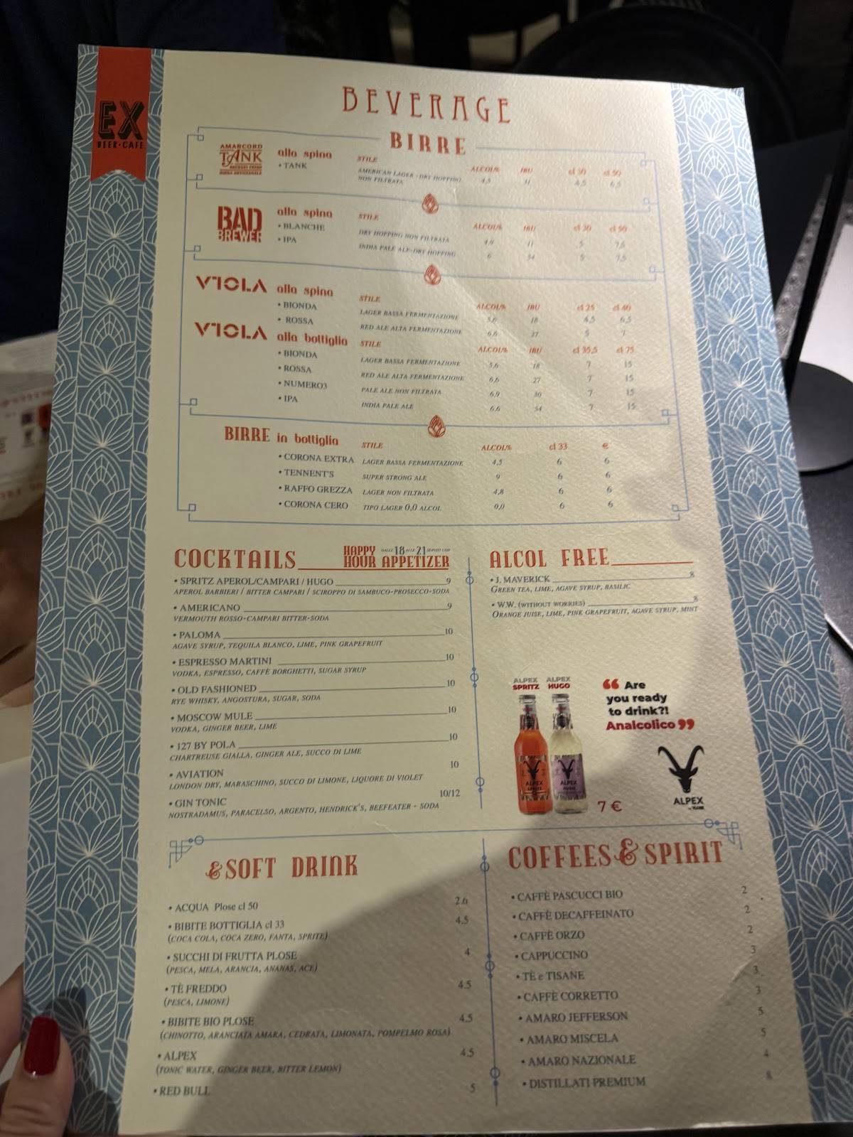 Menu di Ex Beer Cafe 
