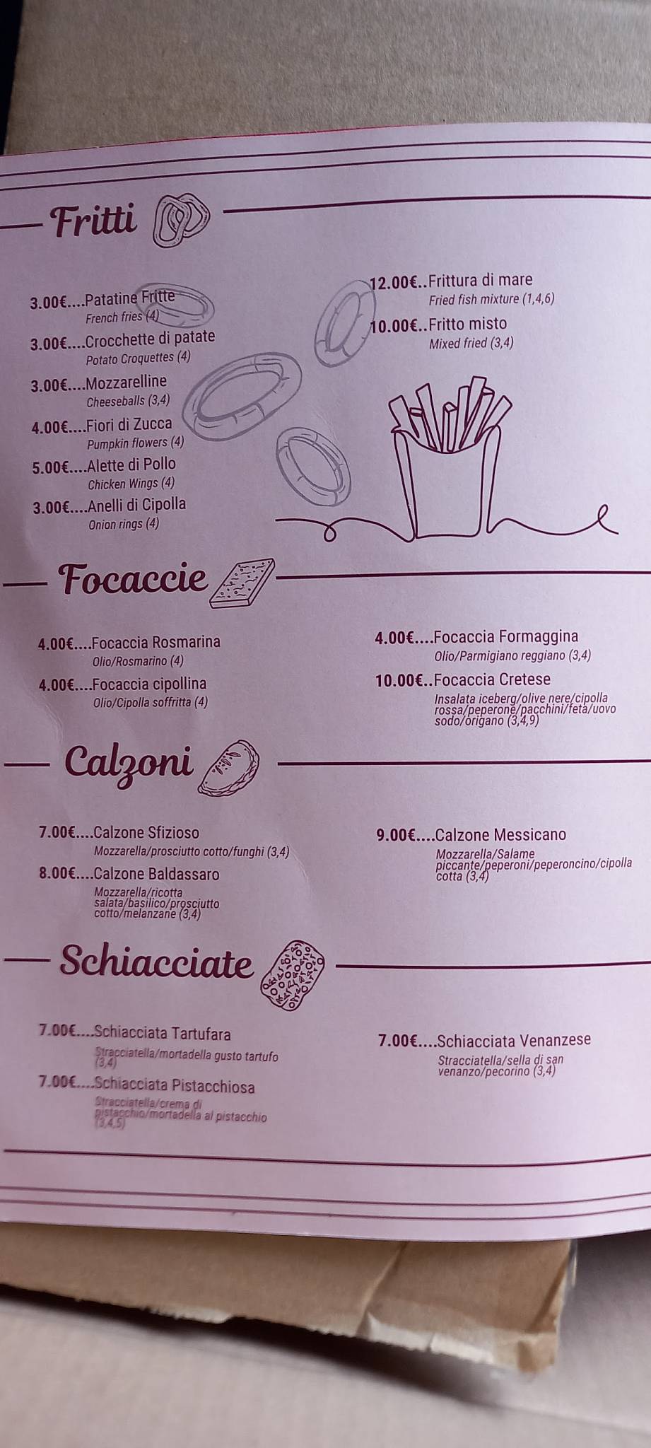 Menu di Exfor Pizzeria e Friggitoria 