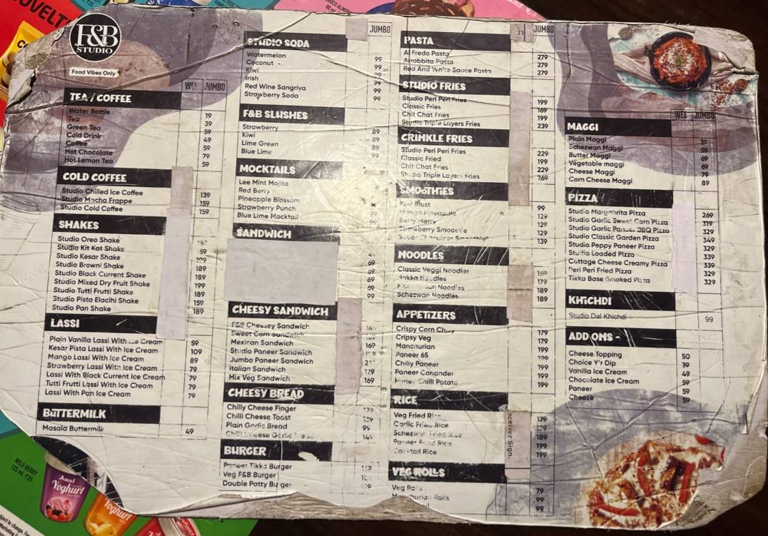 F&B STUDIO menu