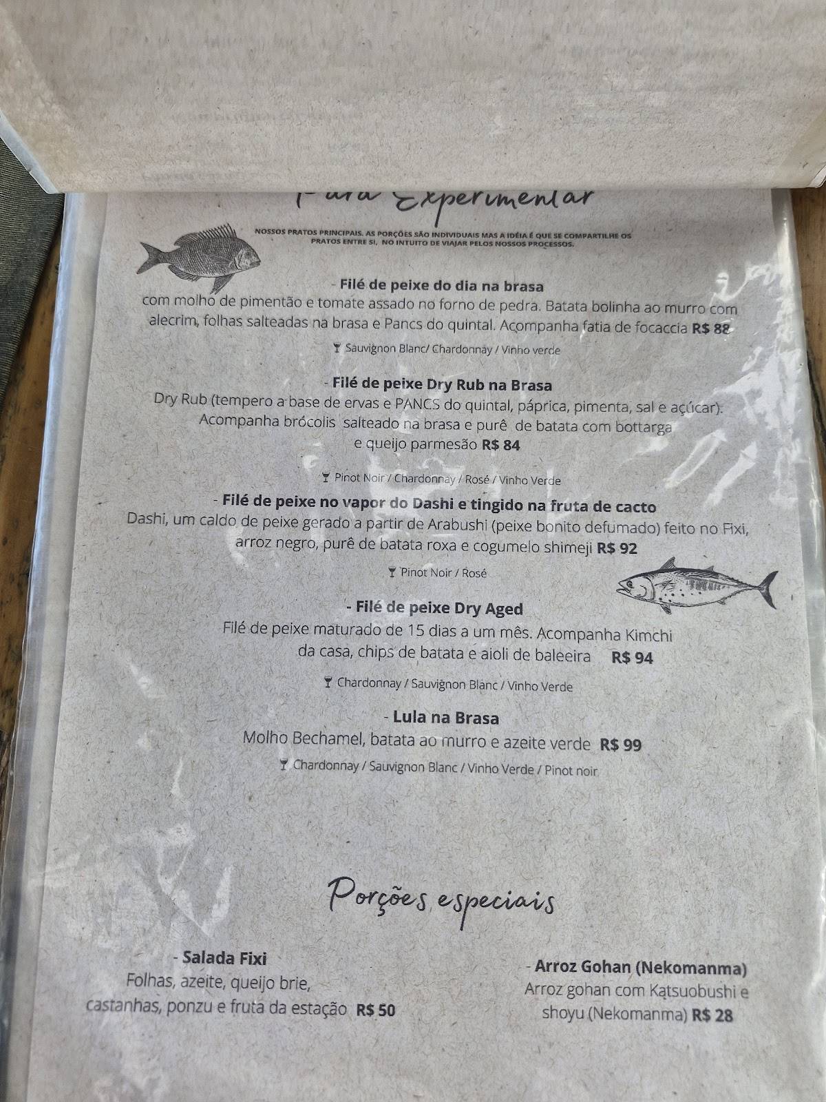 FIXI Restaurante cardápio