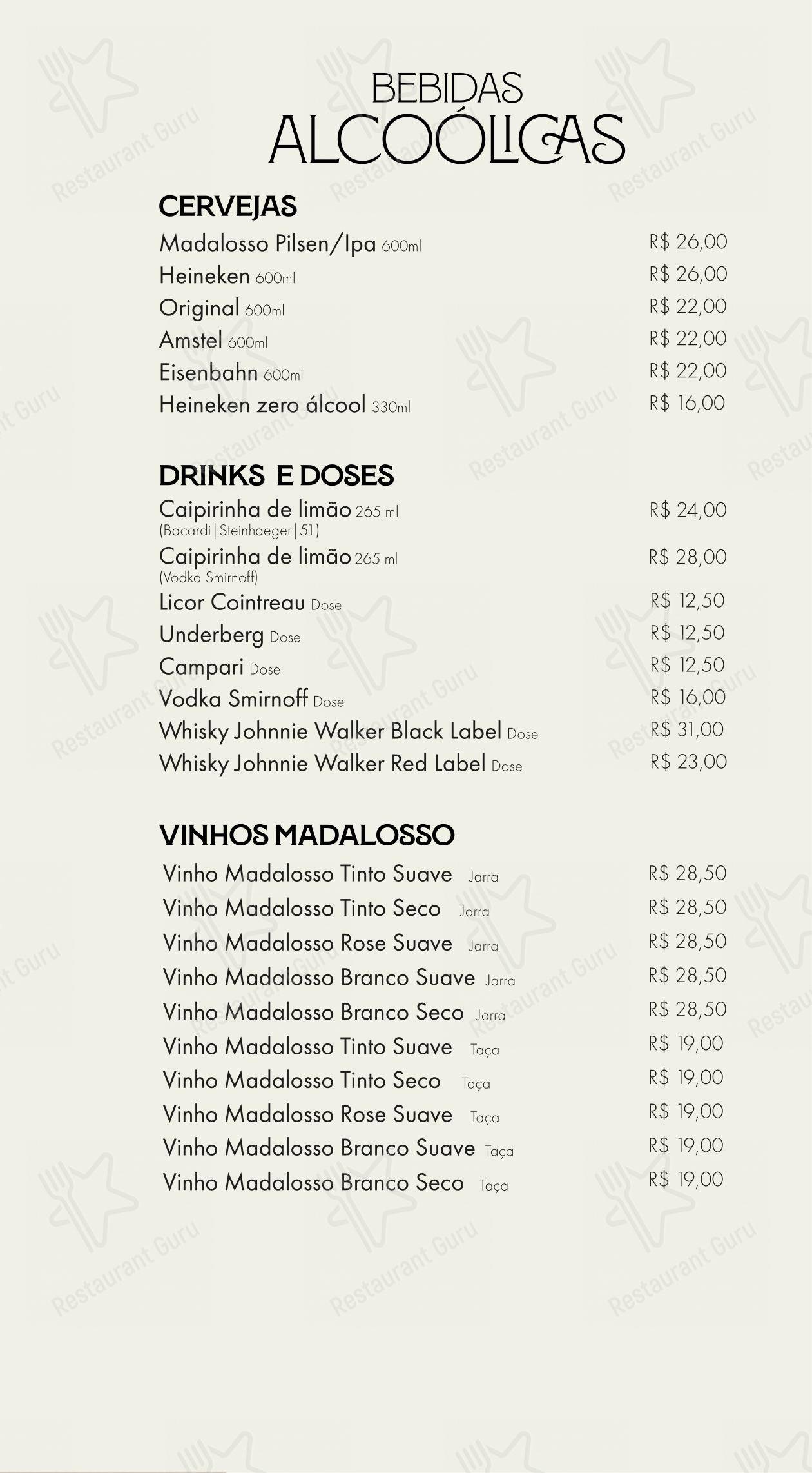 Основное меню para Família Madalosso restaurante