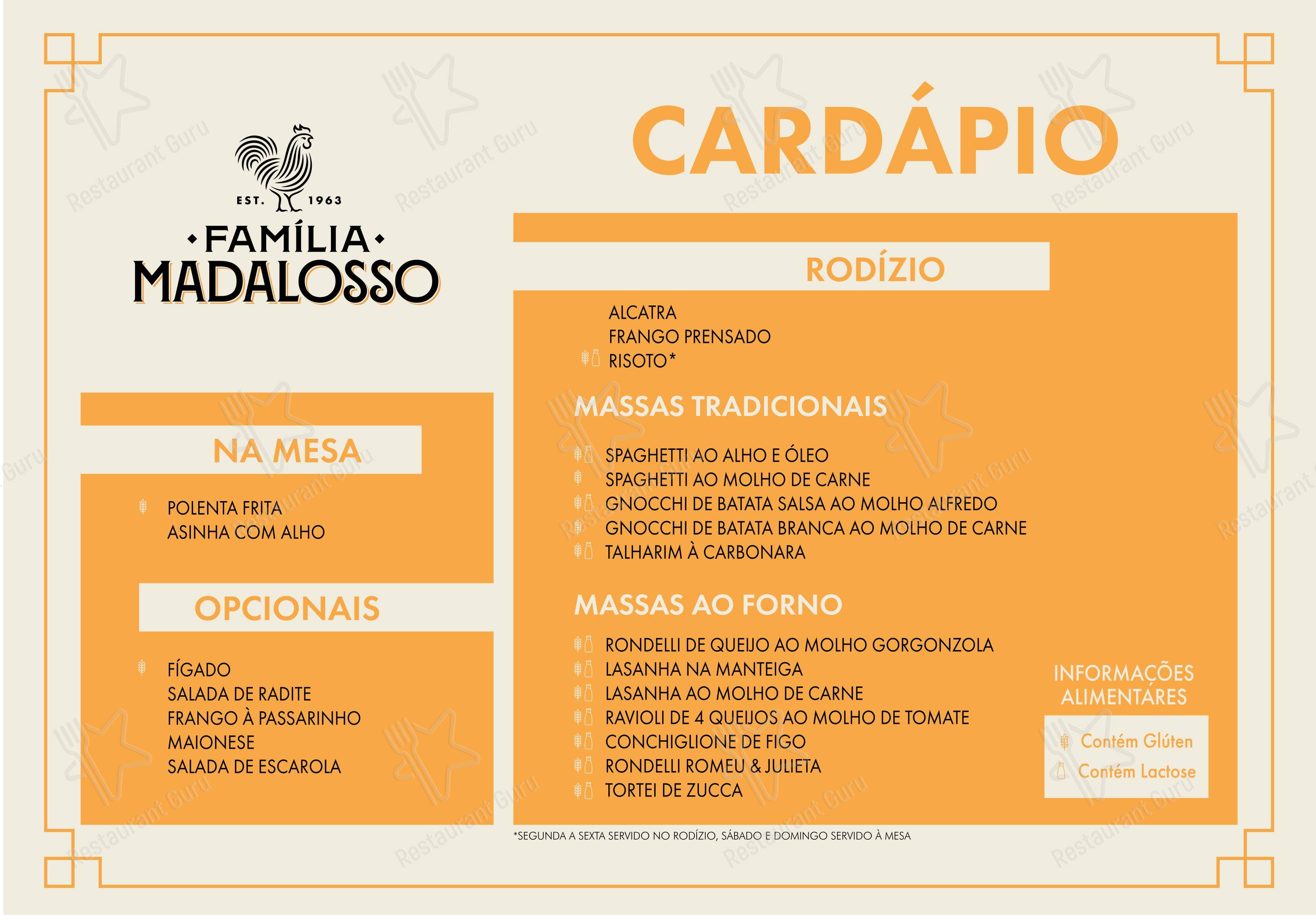 菜单 para Família Madalosso restaurante