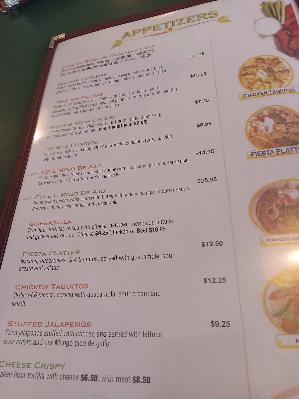 Menu at Mango's Mexican and American Grill restaurant, Fargo