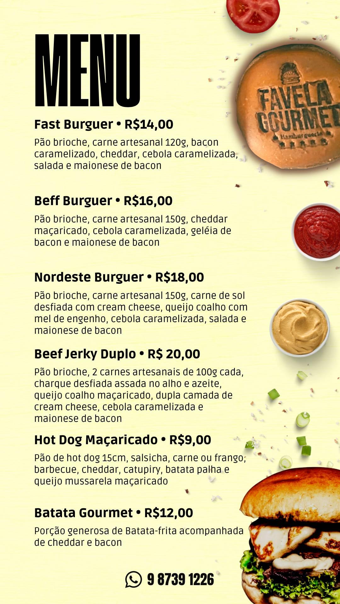 Favella gourmet cardápio