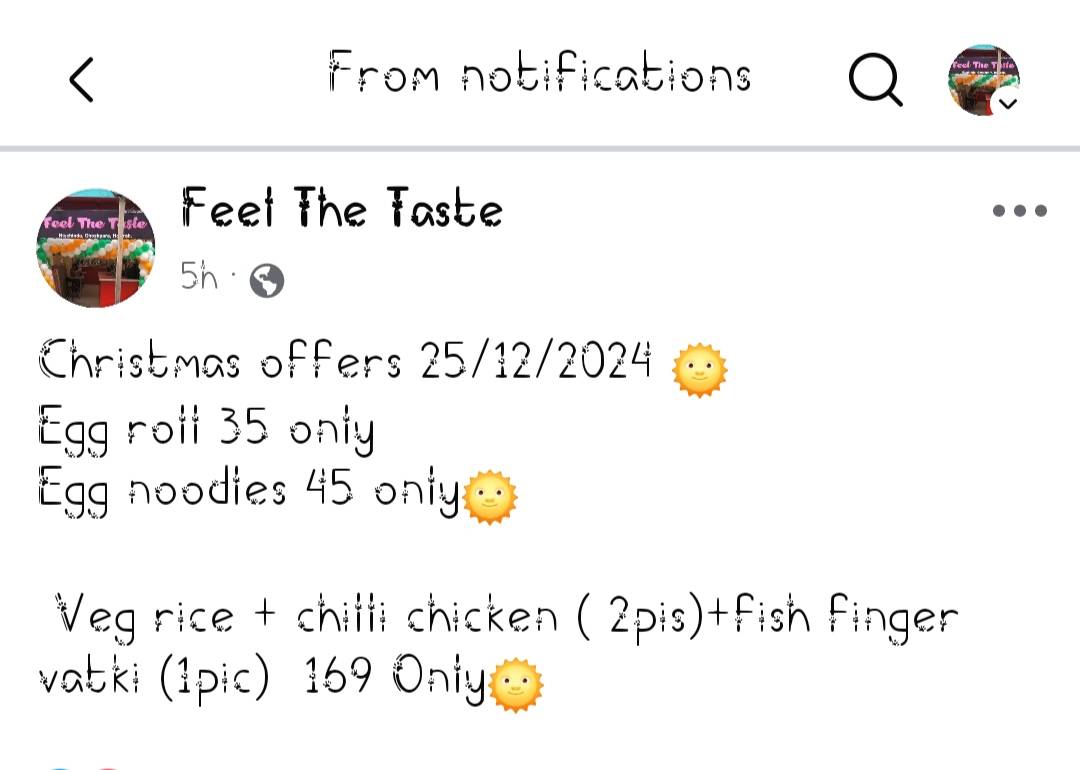 Feel The Taste menu