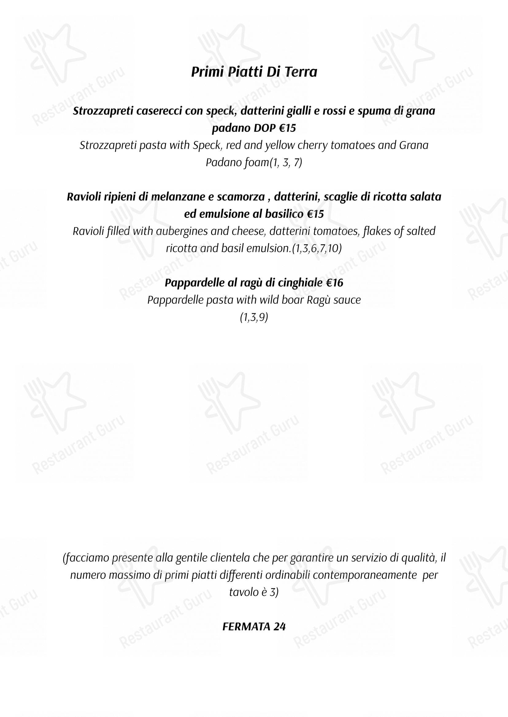 Menu per Fermata 24 “Ristorante & Pizzeria” ristorante
