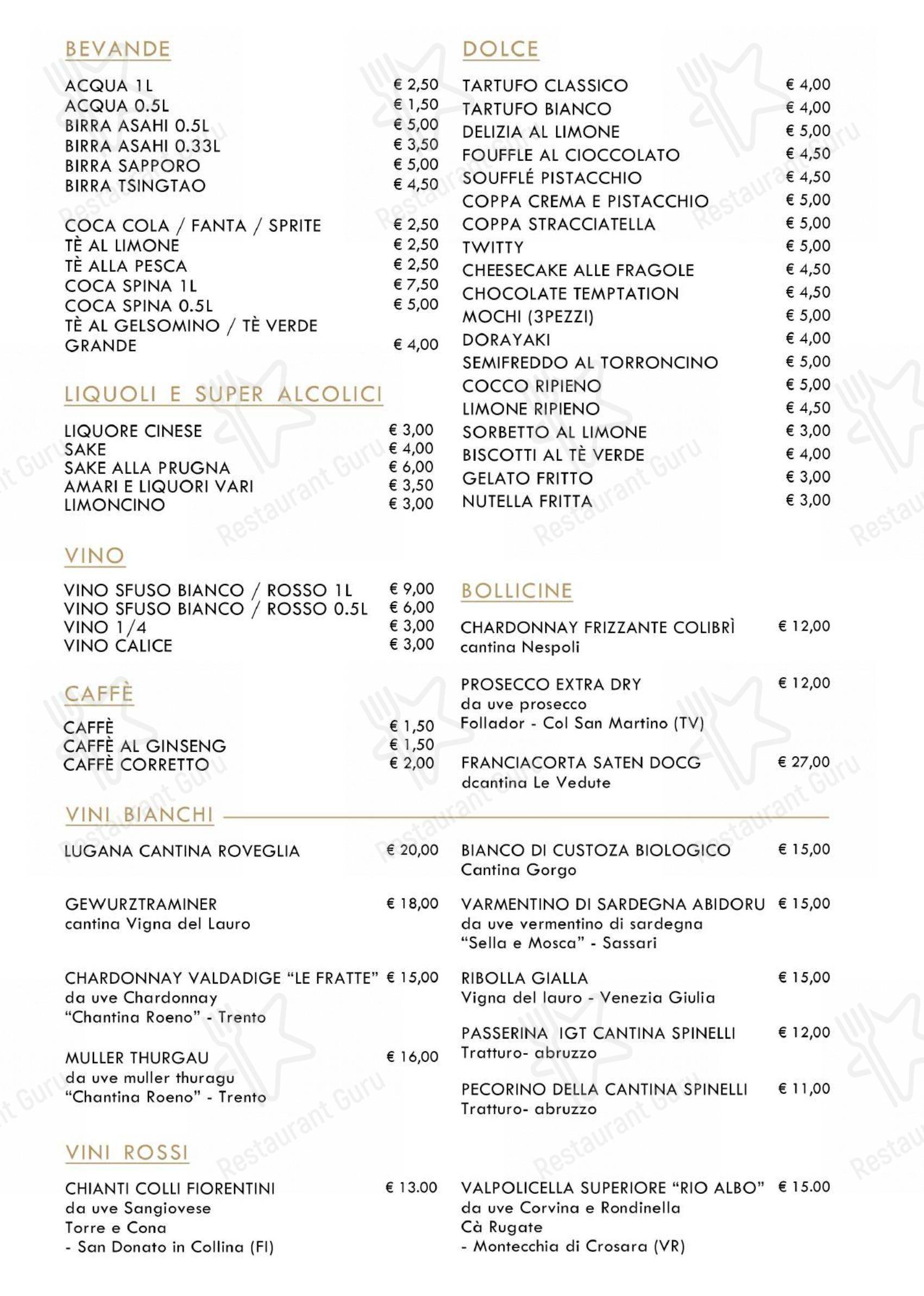 Hanami Asian Fusion in Ferrara - Menu