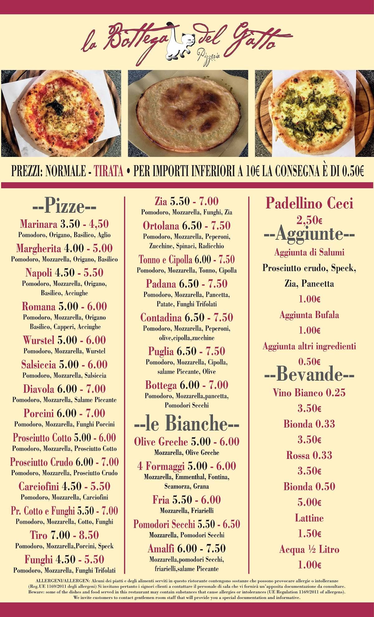 Menu di La Bottega del Gatto 