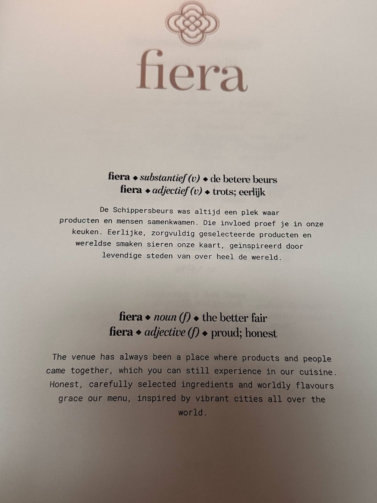 Menu de Fiera