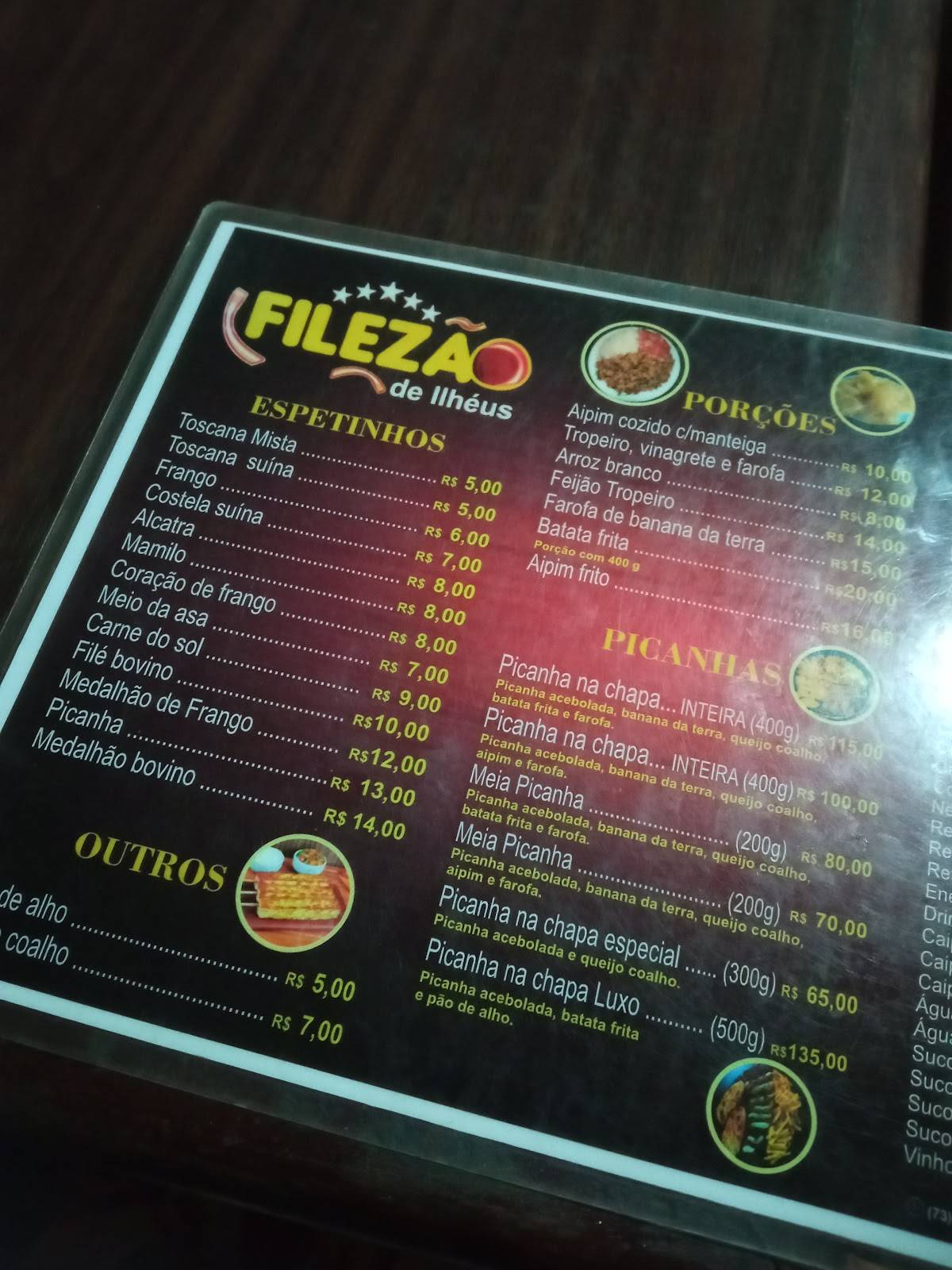 Filezão de Ilhéus cardápio