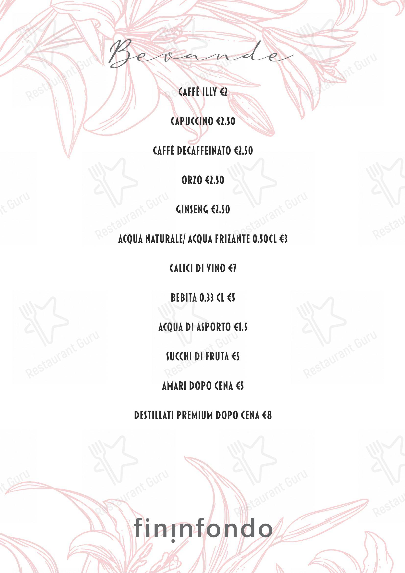 Menu di Fininfondo - Основное меню