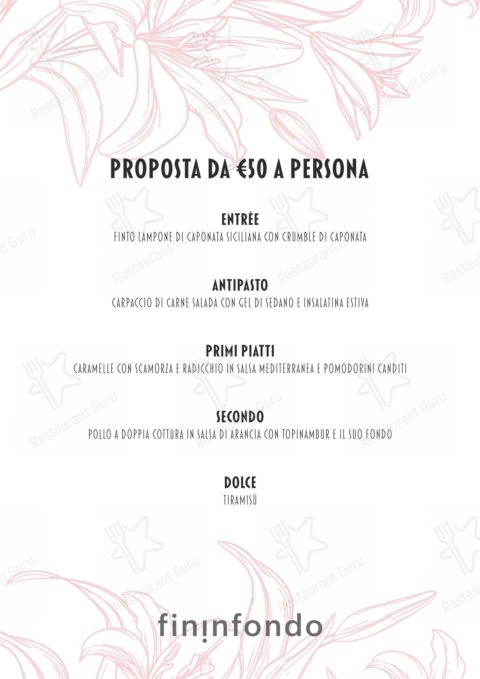 Guarda il menu di Fininfondo