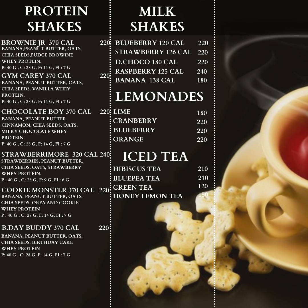 Fit brew Cafe menu