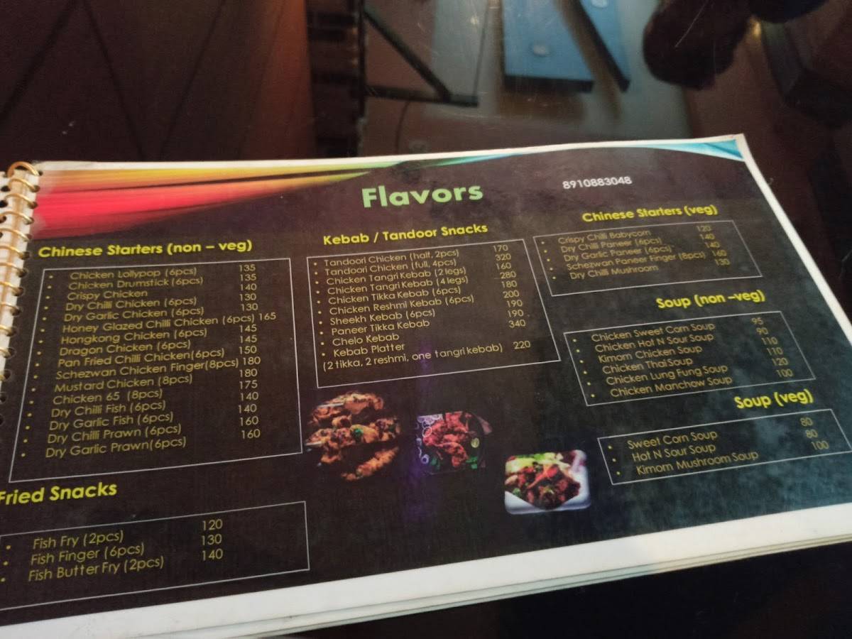 Flavors menu