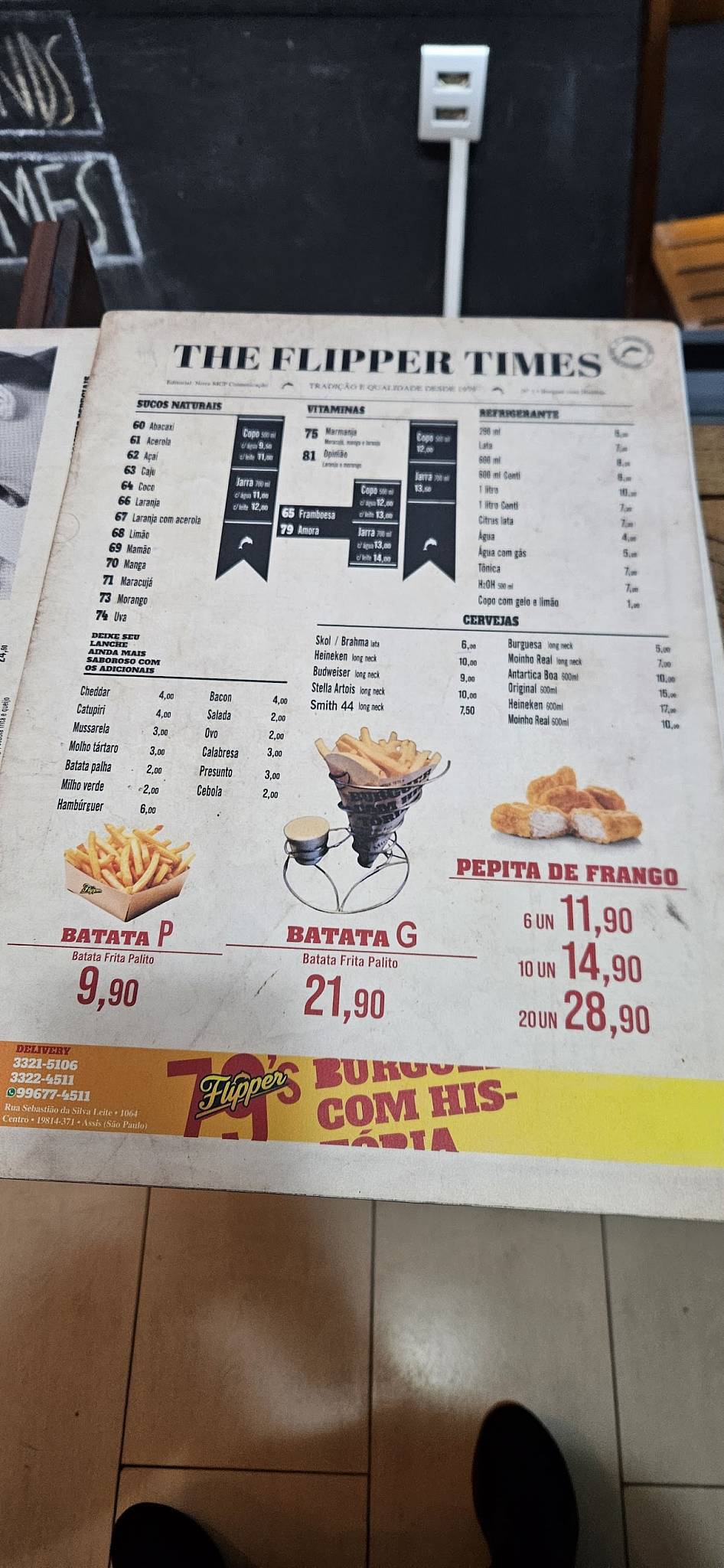 Flipper Lanches Assis cardápio