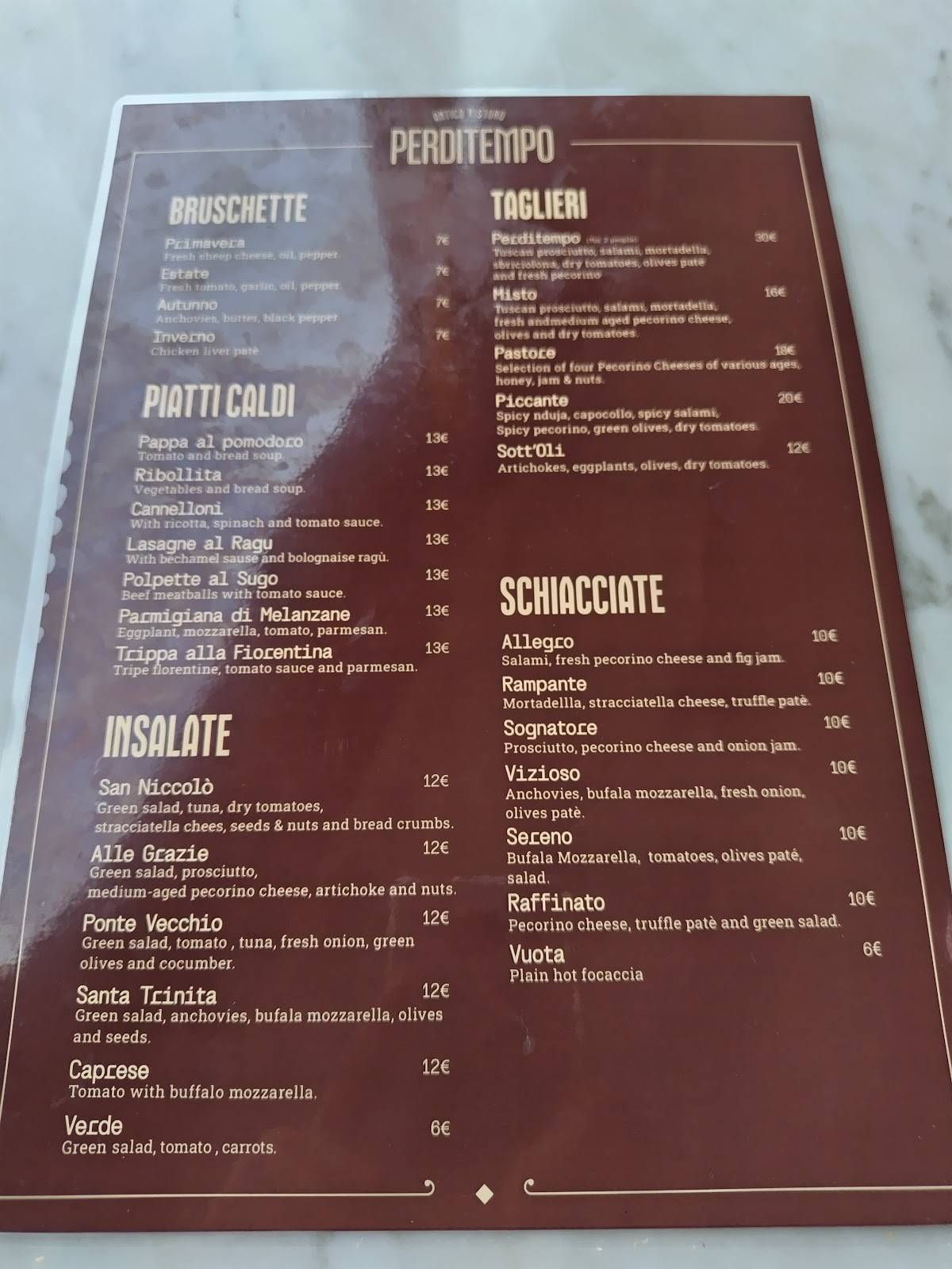 Menu di Antico Ristoro Perditempo 
