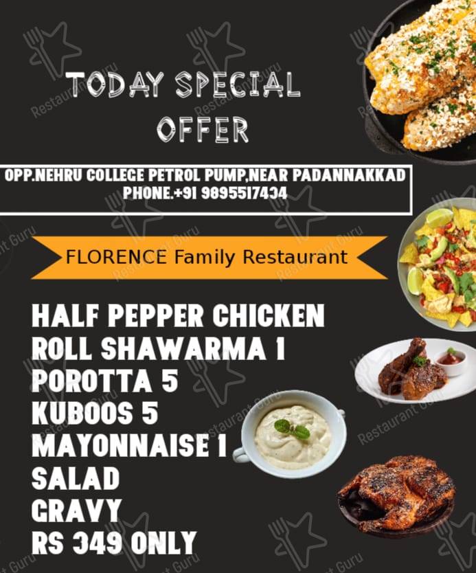 Florence Family Restaurant menu - meals and drinks