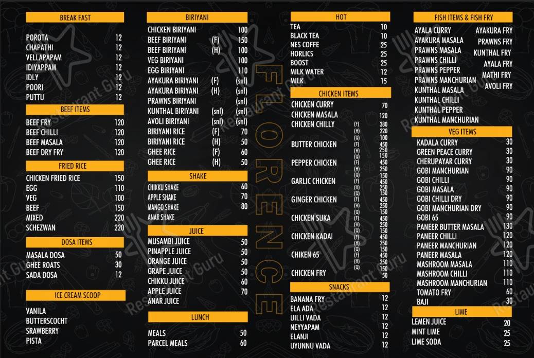 Check out the menu for Florence Family Restaurant