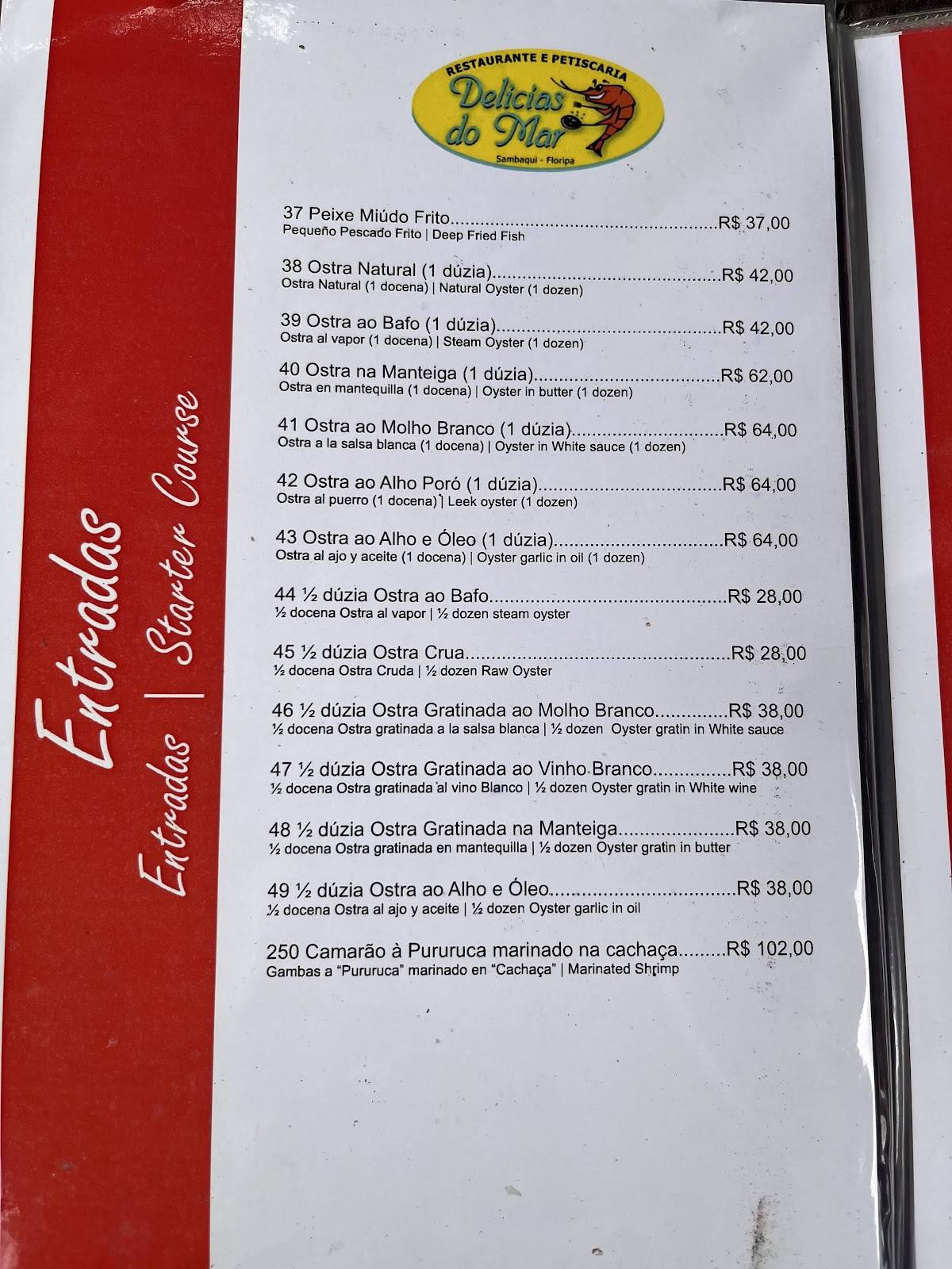 Delícias do Mar cardápio