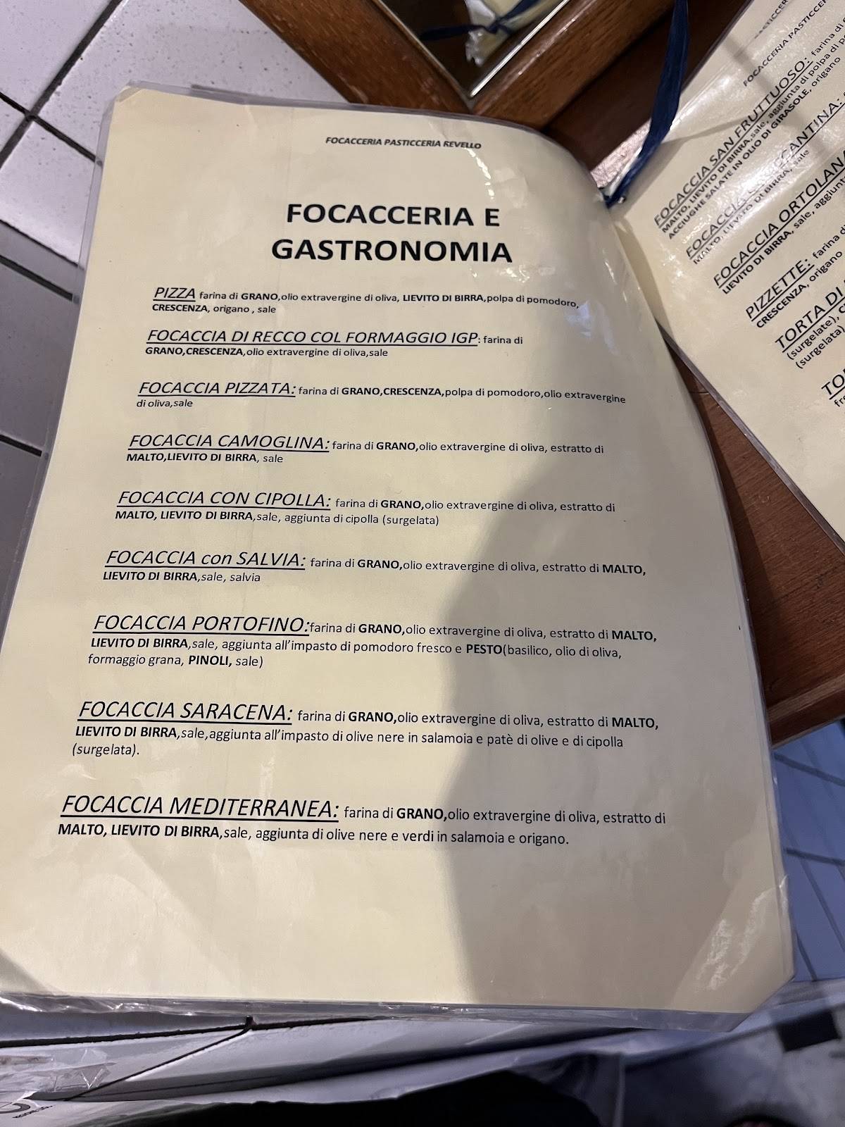 Menu di Focacceria Revello 