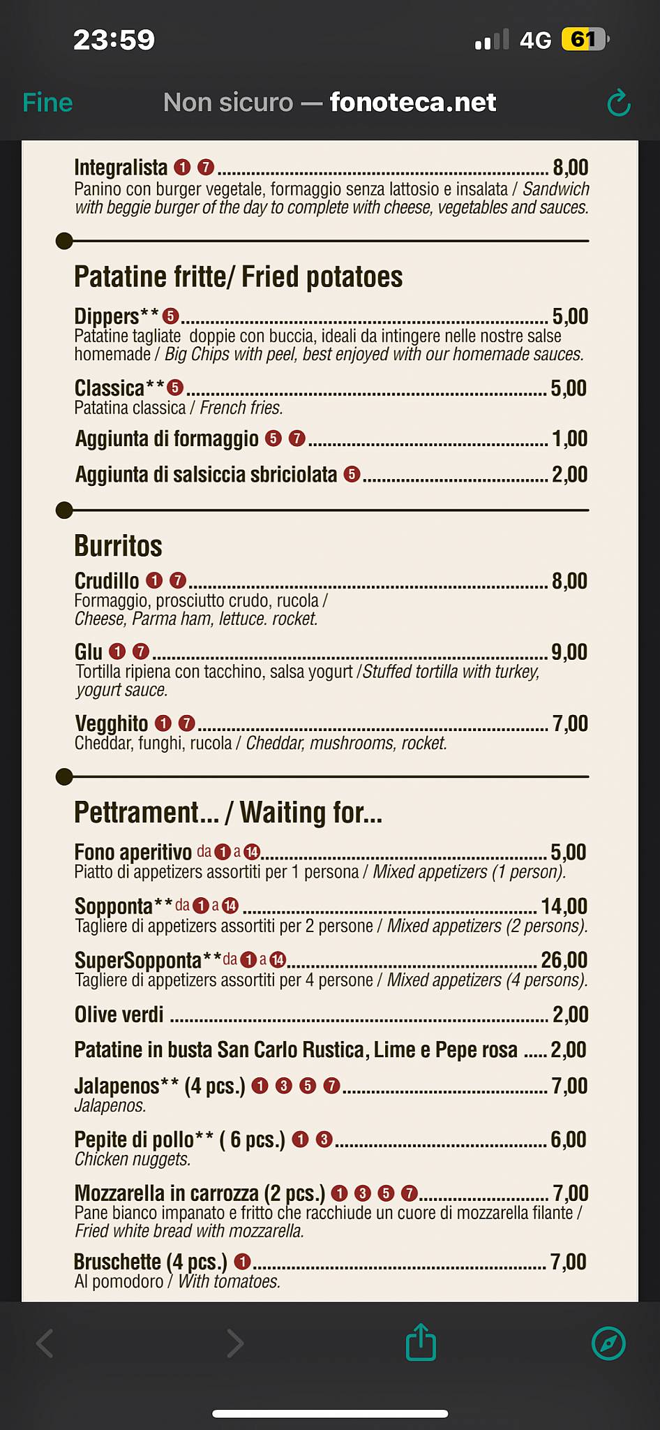Menu di Fonoteca 