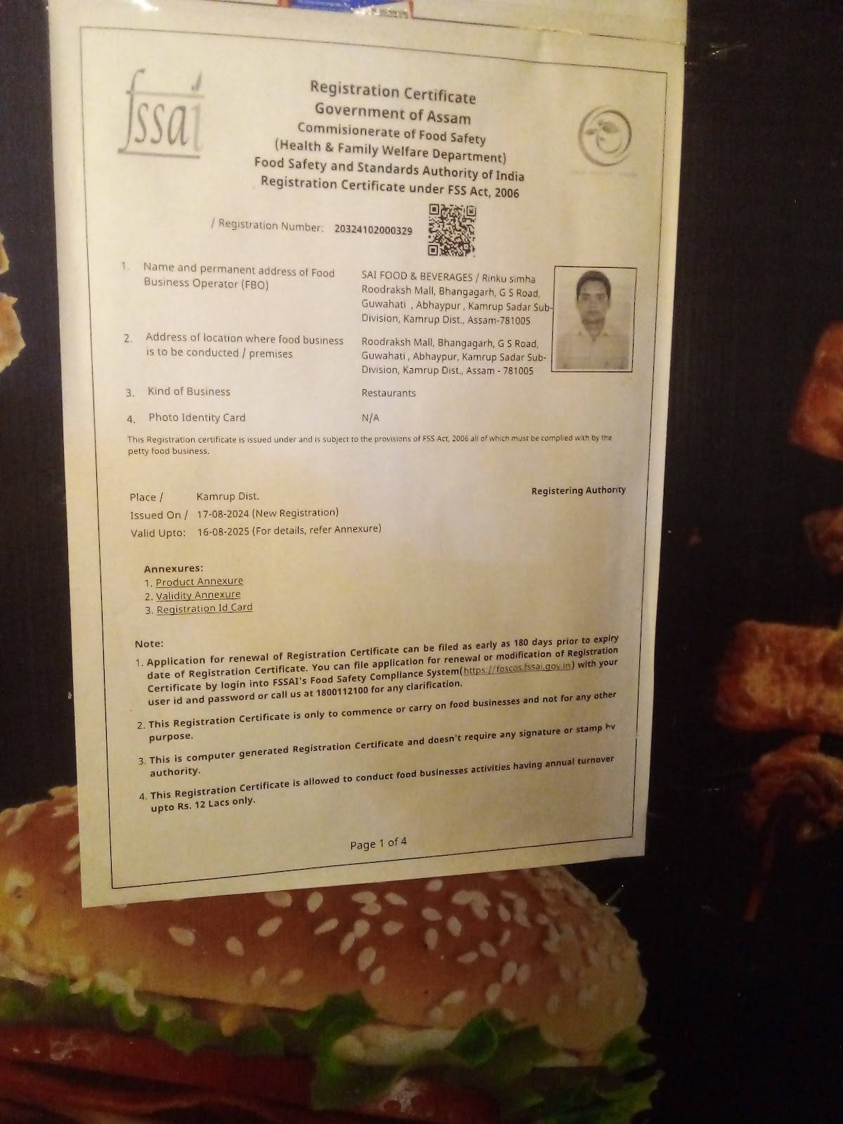 Food Land menu