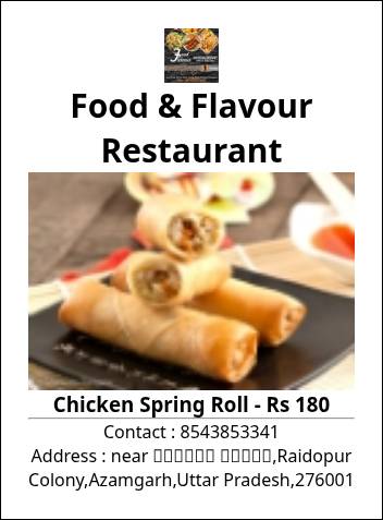 Food & Flavour Restaurant menu