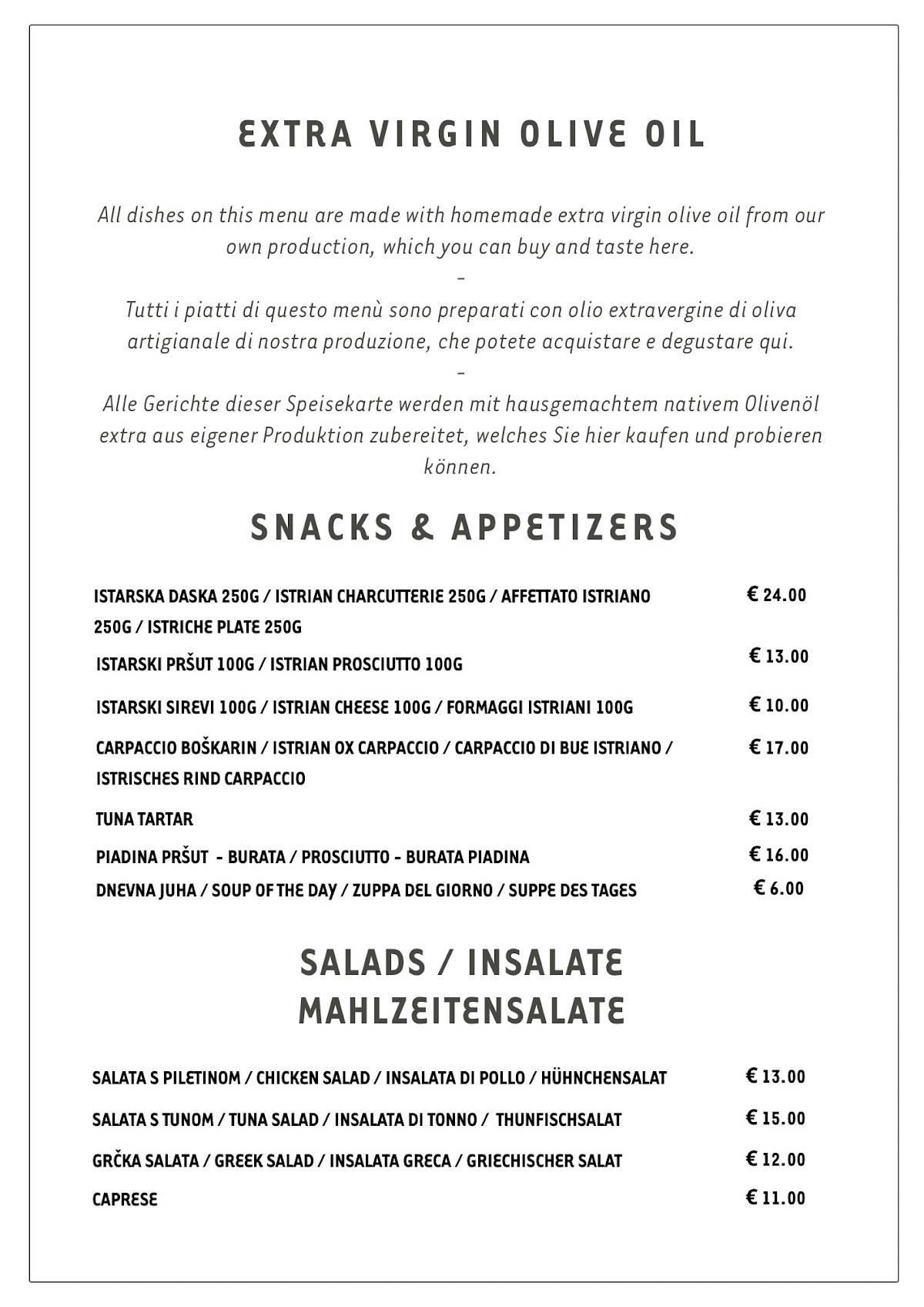 Menu di Fora Le Porte 