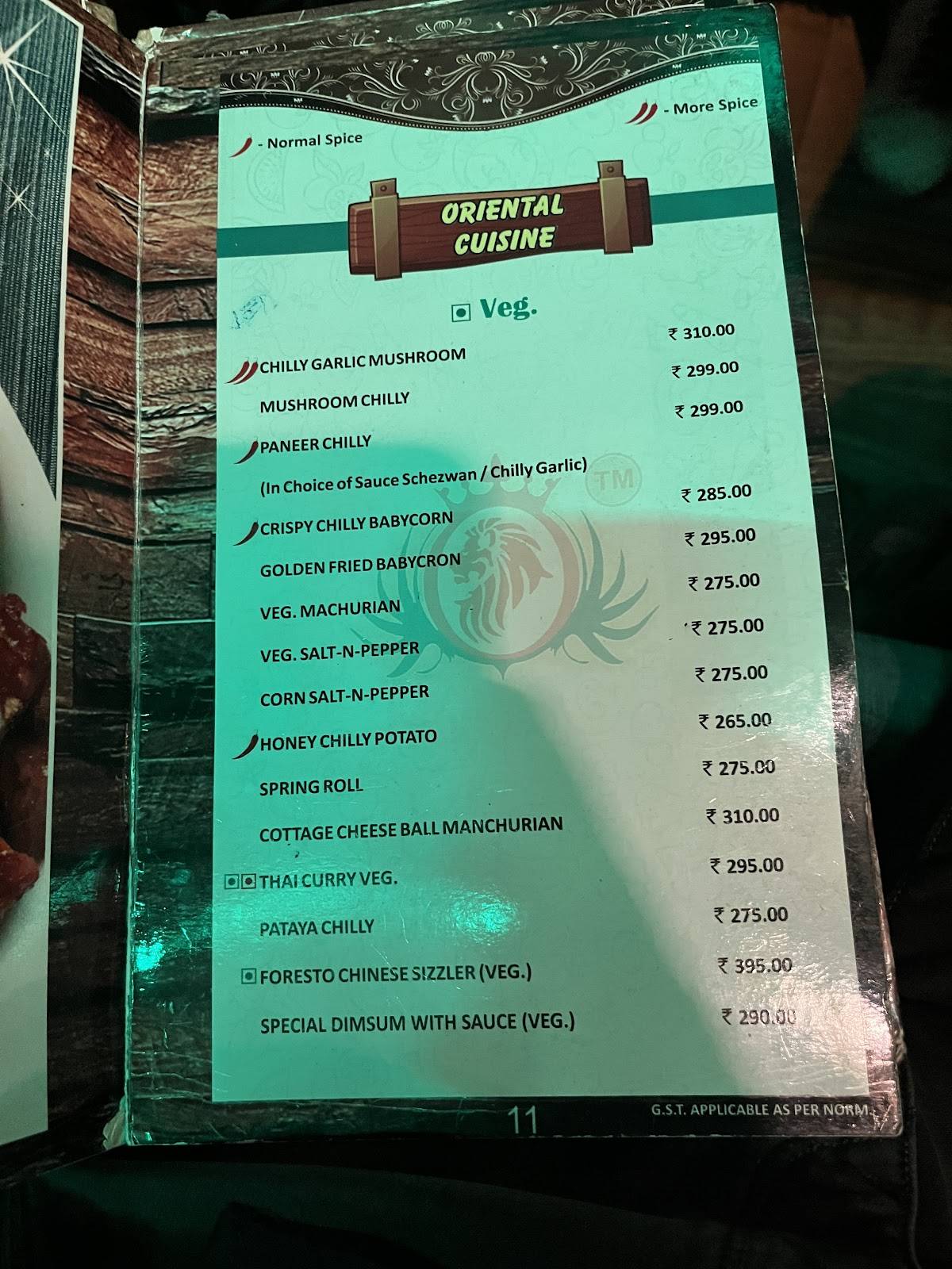 Foresto Paradise menu