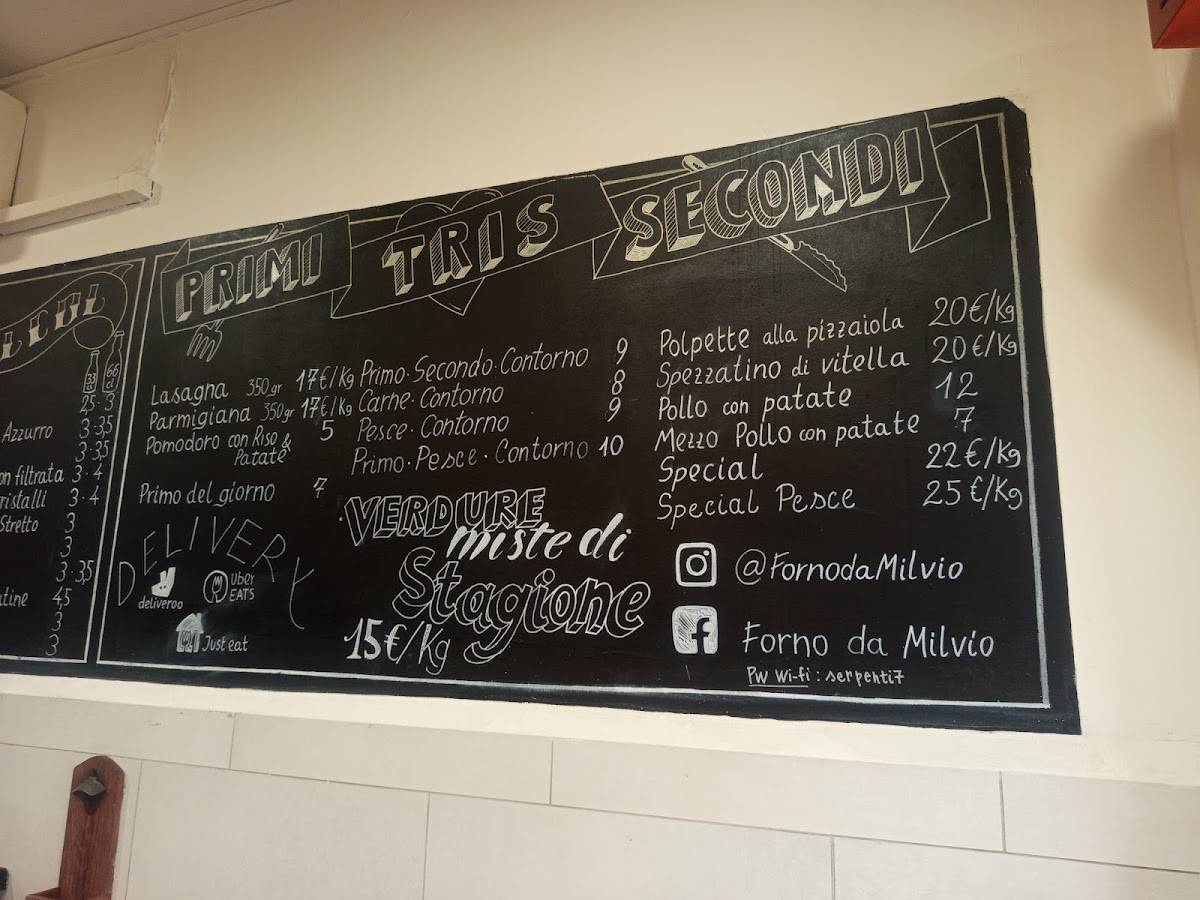 Menu di Forno da Milvio 
