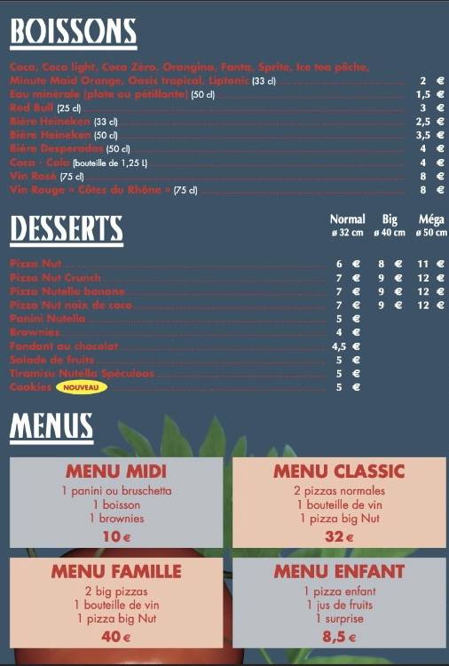 Menu de France Pizza