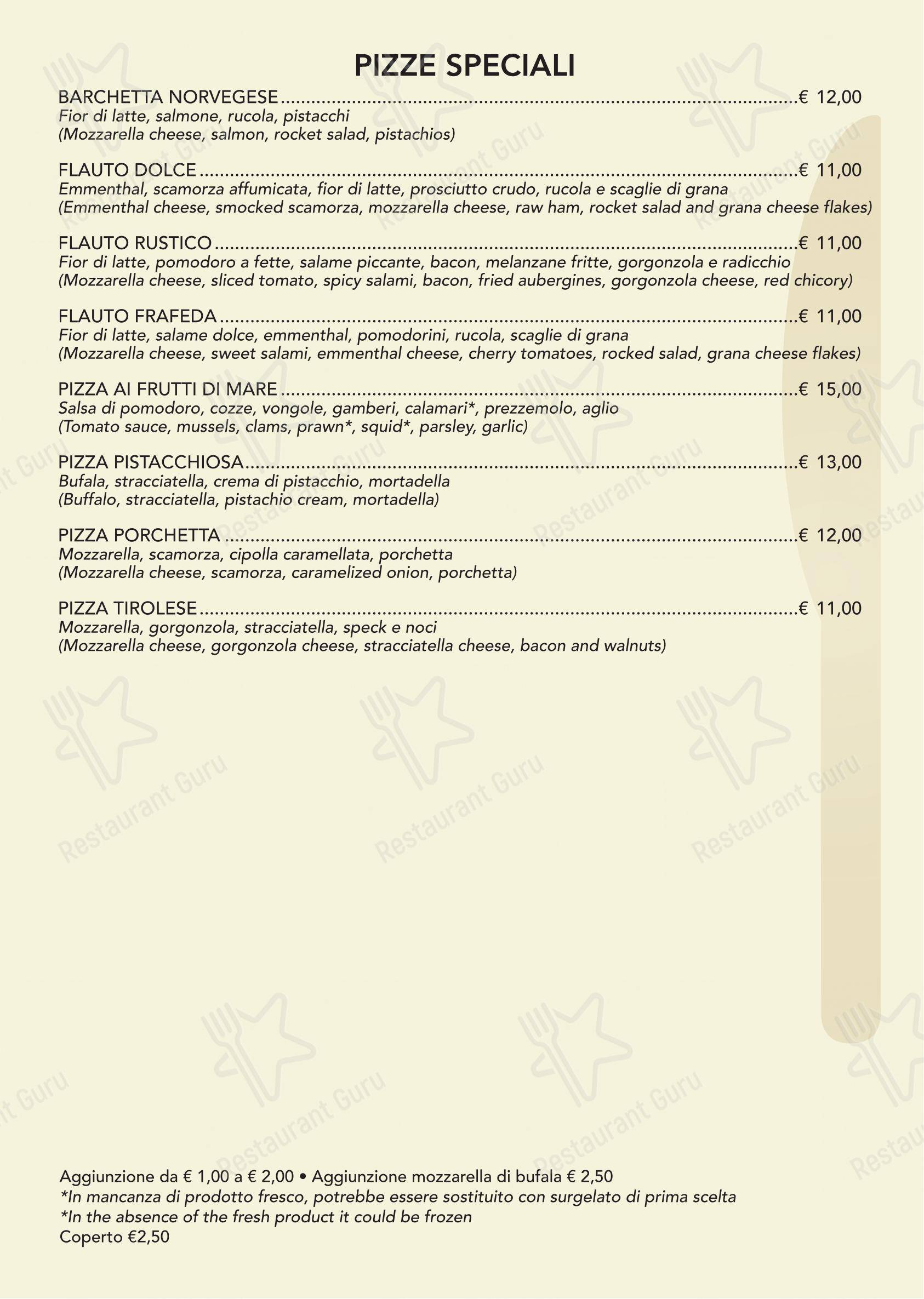 Menu per Ristorante Pizzeria Franco in Palermo