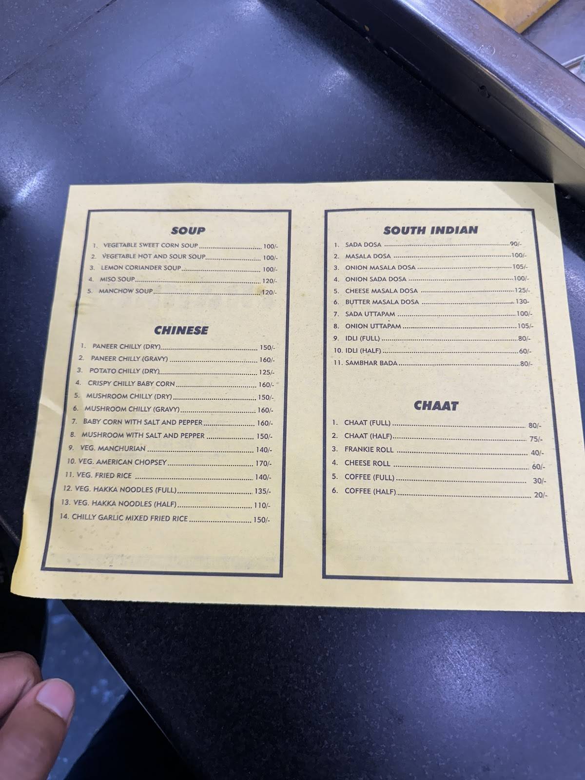 Frankie menu
