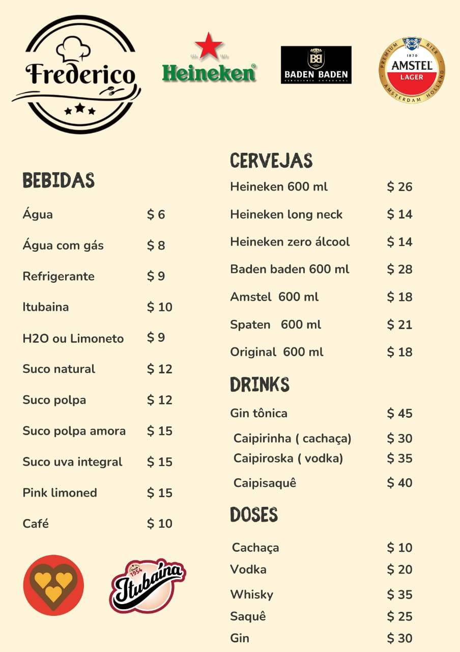 Frederico restaurante cardápio