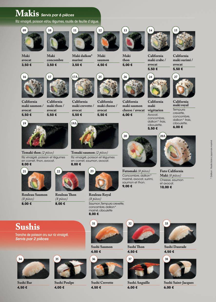 Menu de Fujiya Sushi I Buffet à volonté