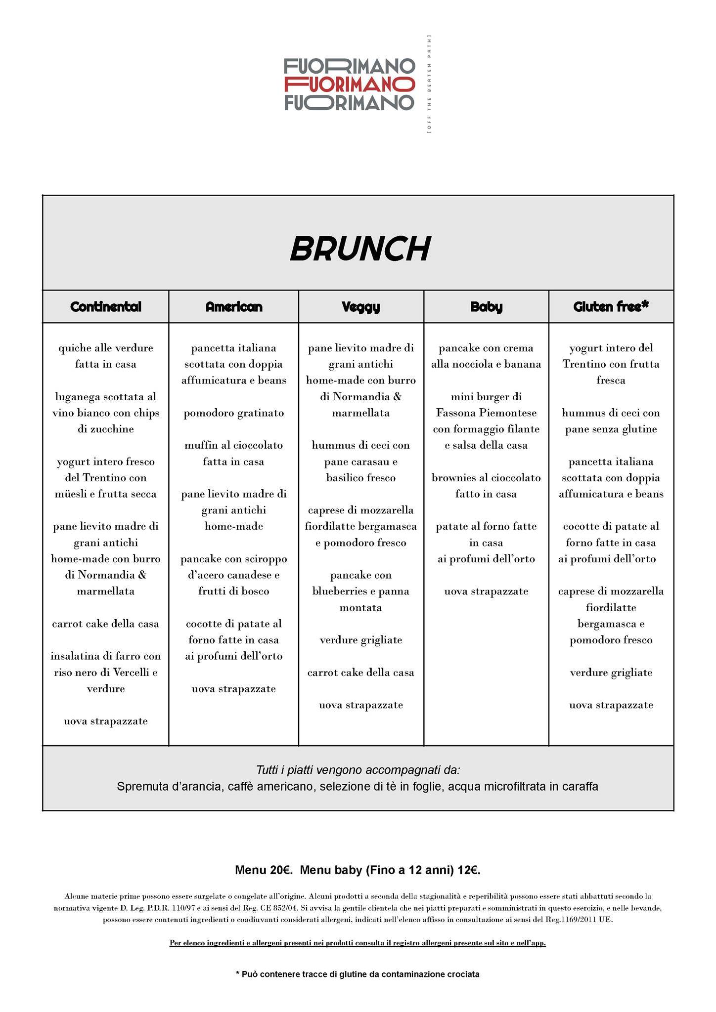 Menu di Fuorimano OTBP 